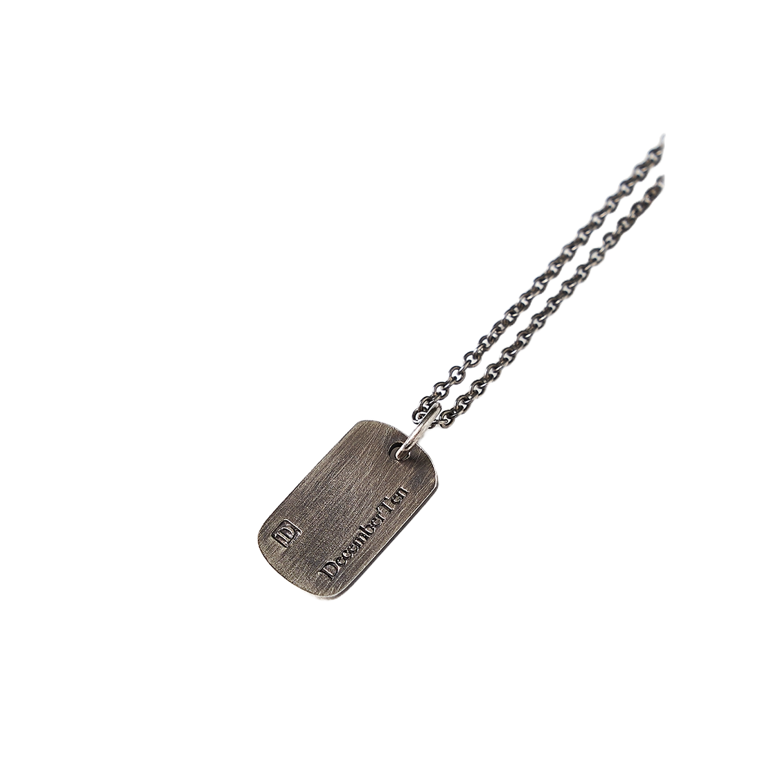 DJ25N03 December Ten Single Tag Necklace Vintage Silver