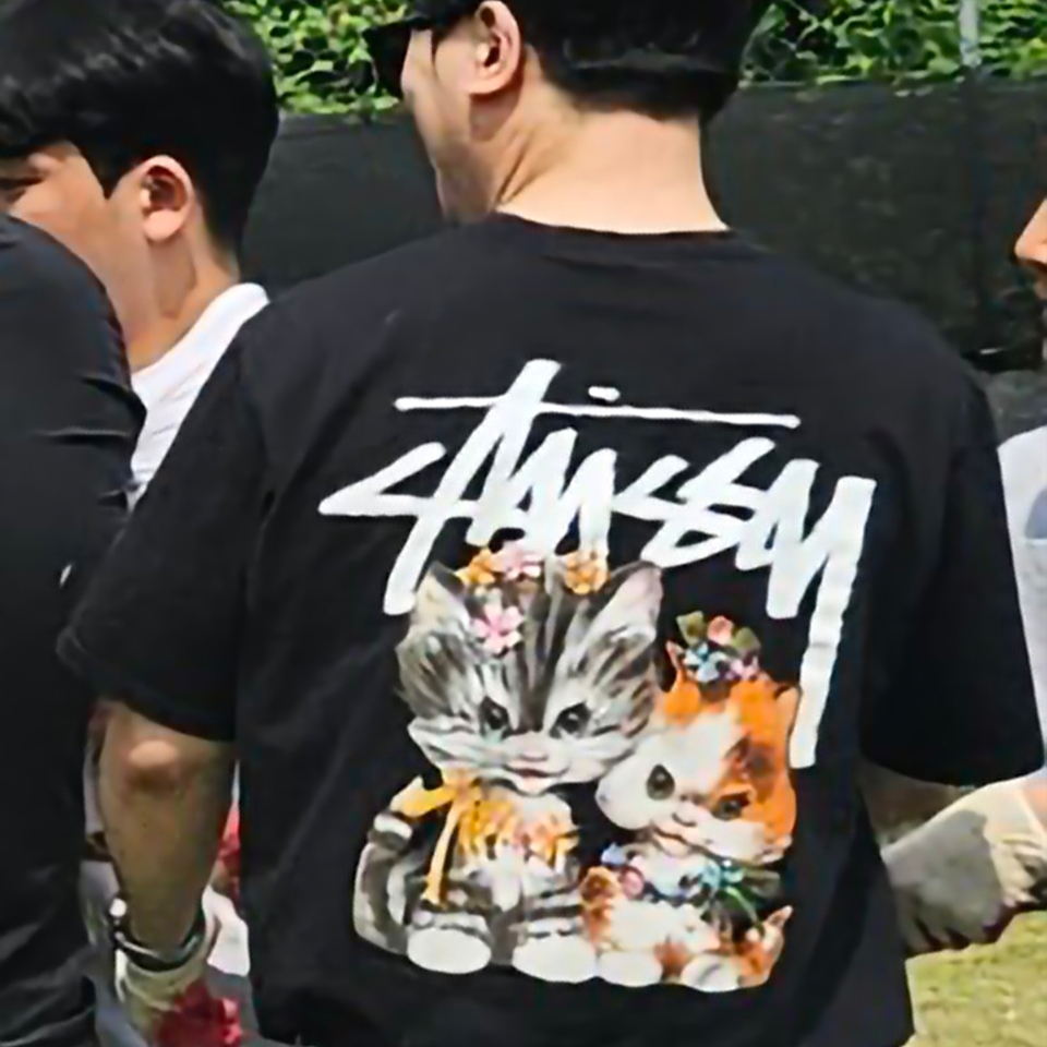 Stussy Kittens T-Shirt Black 착용 스타일