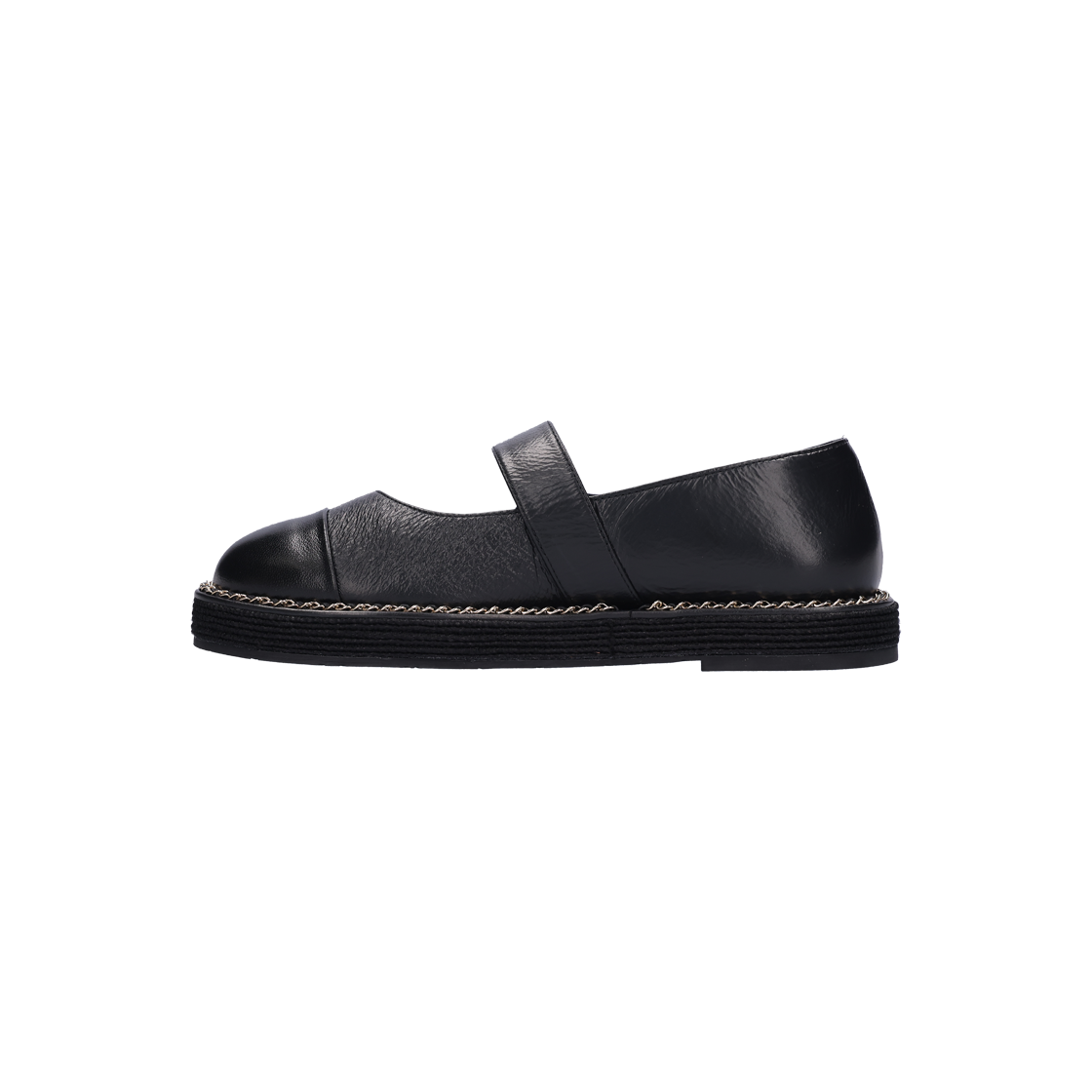 ITSCI38KEW4K Chanel Mary Jane Flat Shoes in Black Lambskin, Size 36 - #2