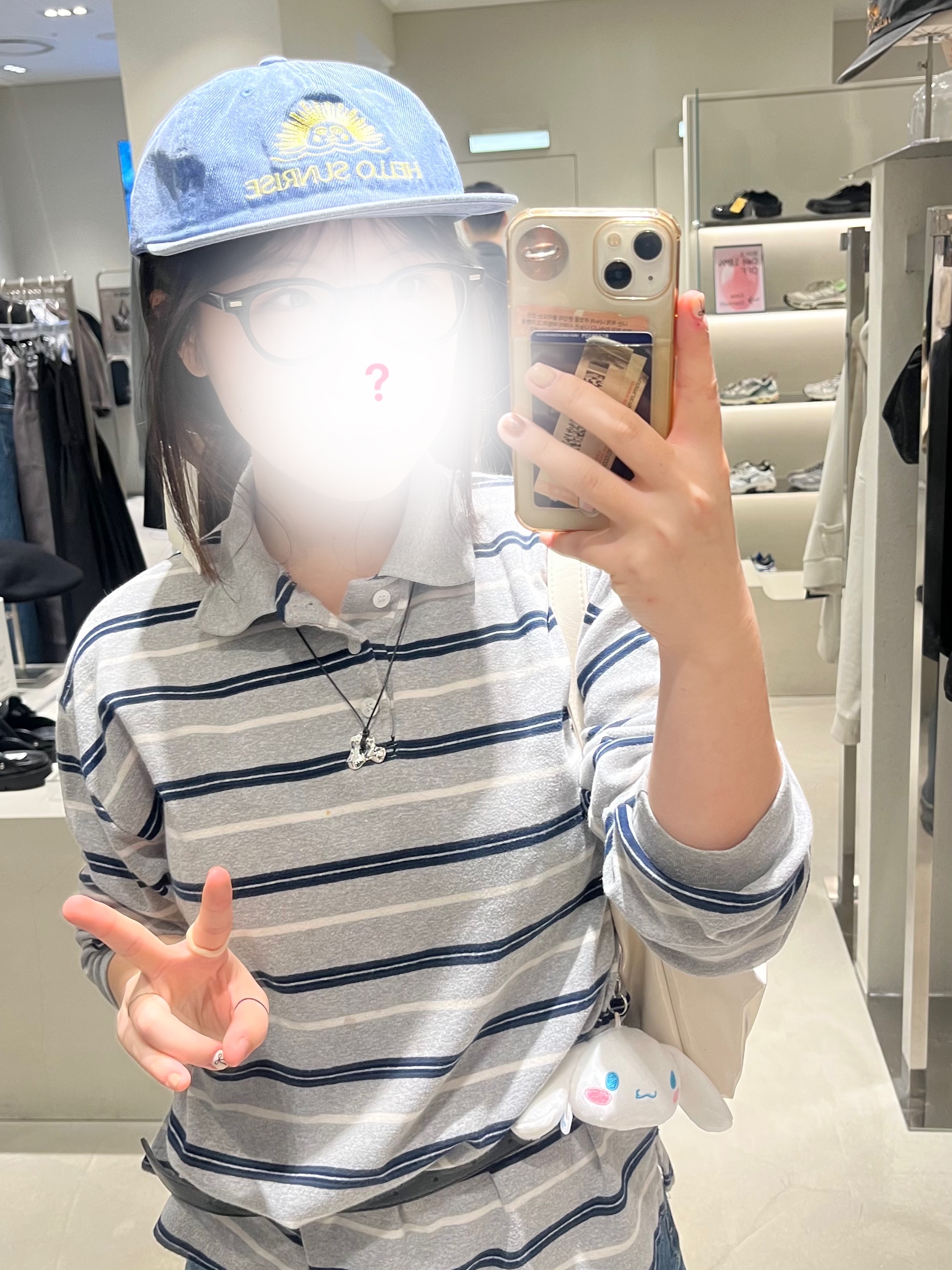Hello Sunrise Washed OG Logo 6Panel Cap Denim Blue 착용 스타일 - 1