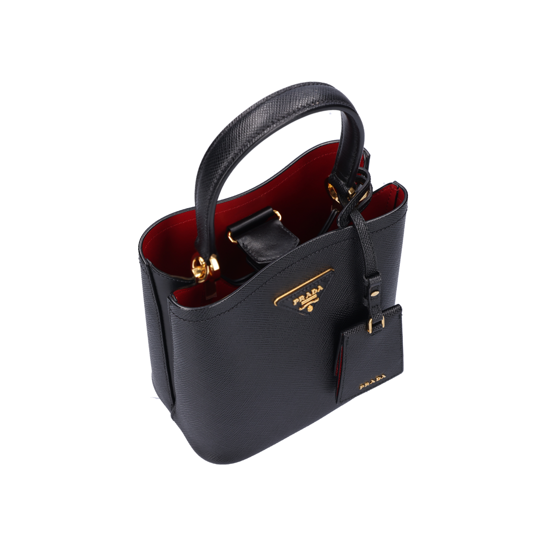 ITWRKWV4HVSC Prada Saffiano Leather Panier Bag in Black with Gold-tone Hardware - #5