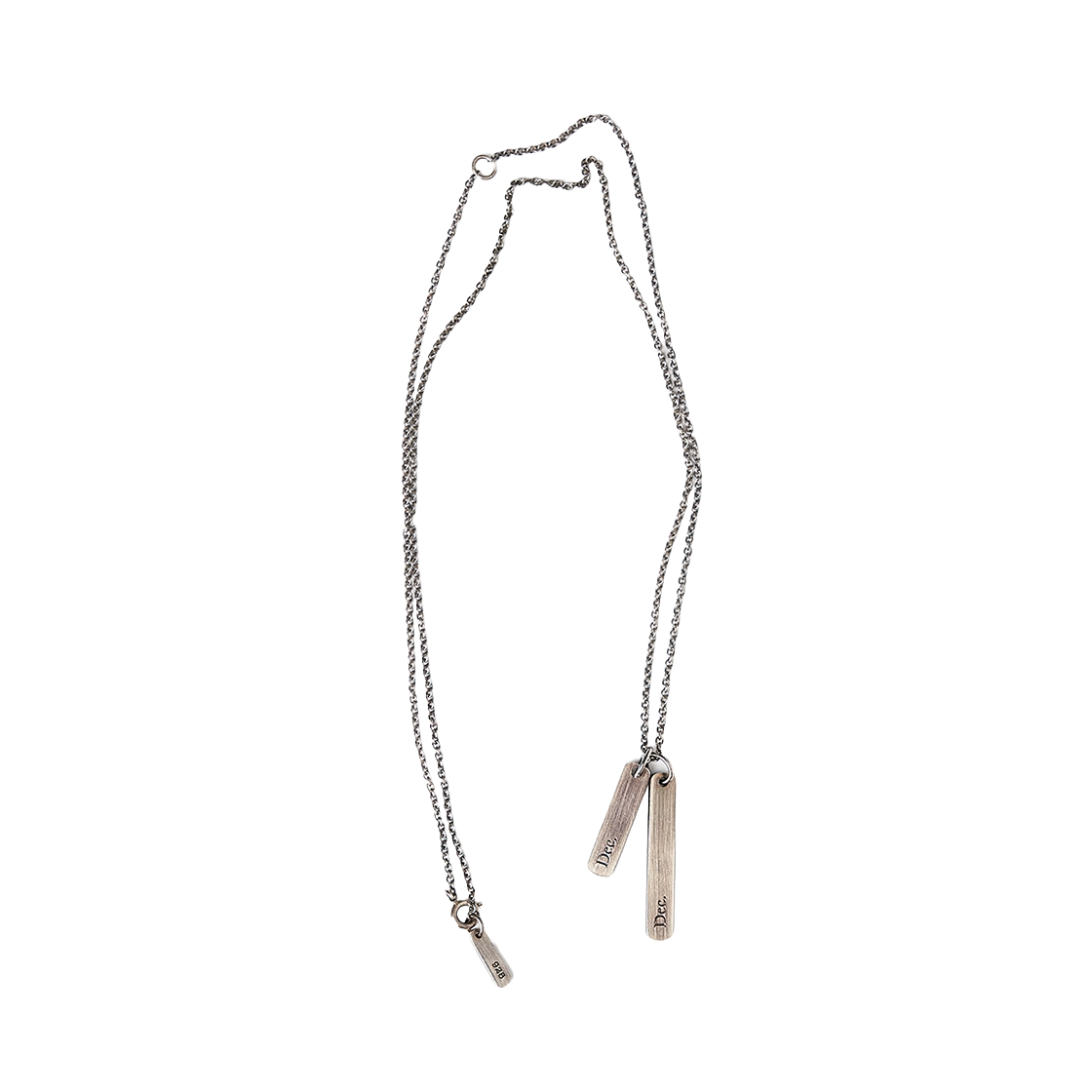 DJ25N04 December Ten Double Tag Necklace Vintage Silver
