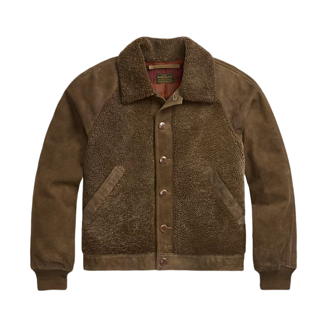 더블알엘 셔링 패널 러프아웃 스웨이드 자켓 빈티지 브라운(Double RL Shearling Panel Roughout Suede Jacket Vintage Brown)