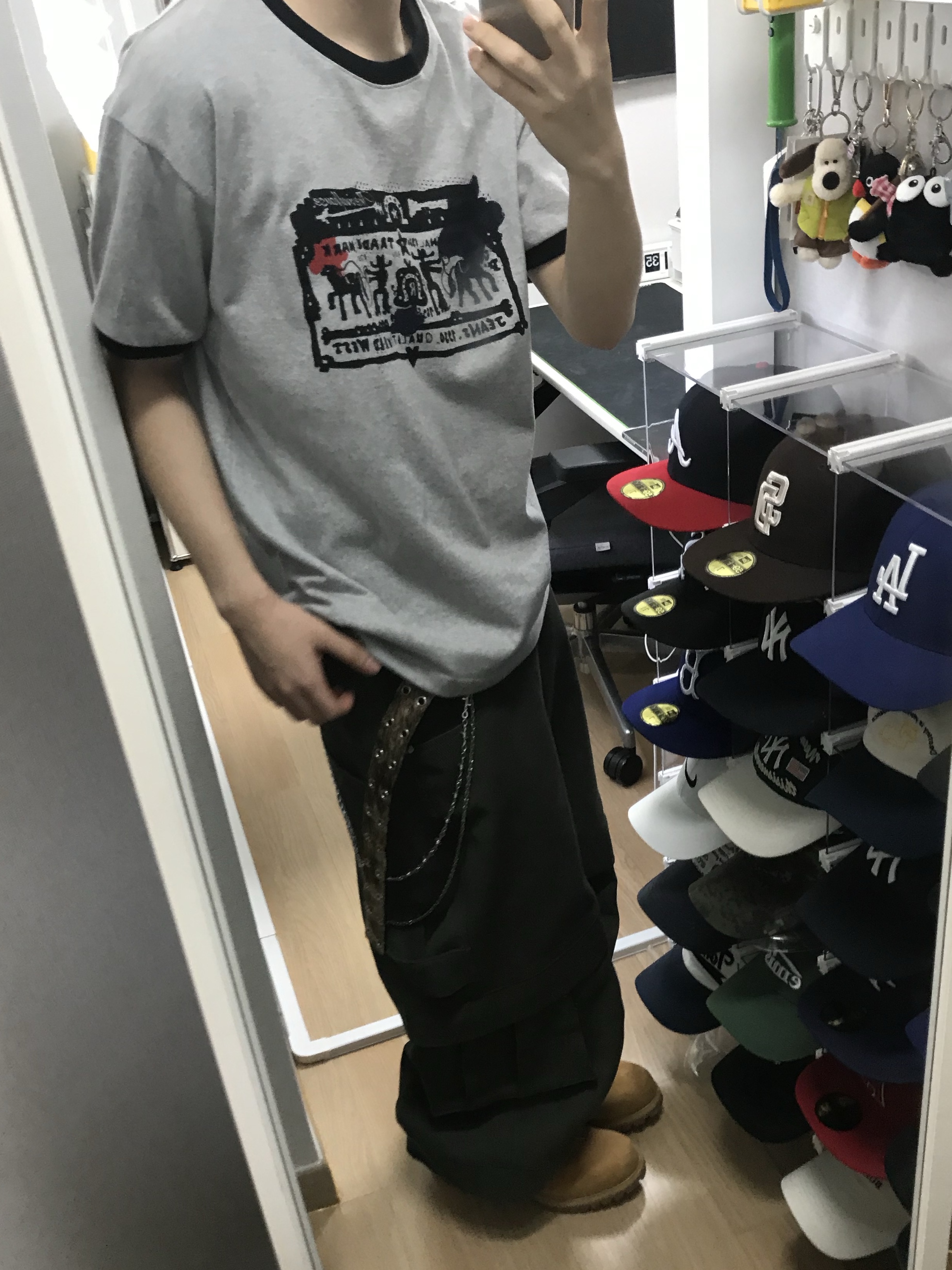 Thevinylhouse Cowboy Pictogram Ringer Tee Grey, Timberland Premium 6 inch Waterproof Boot Wheat Nubuck - Wide 착용 스타일 - 2