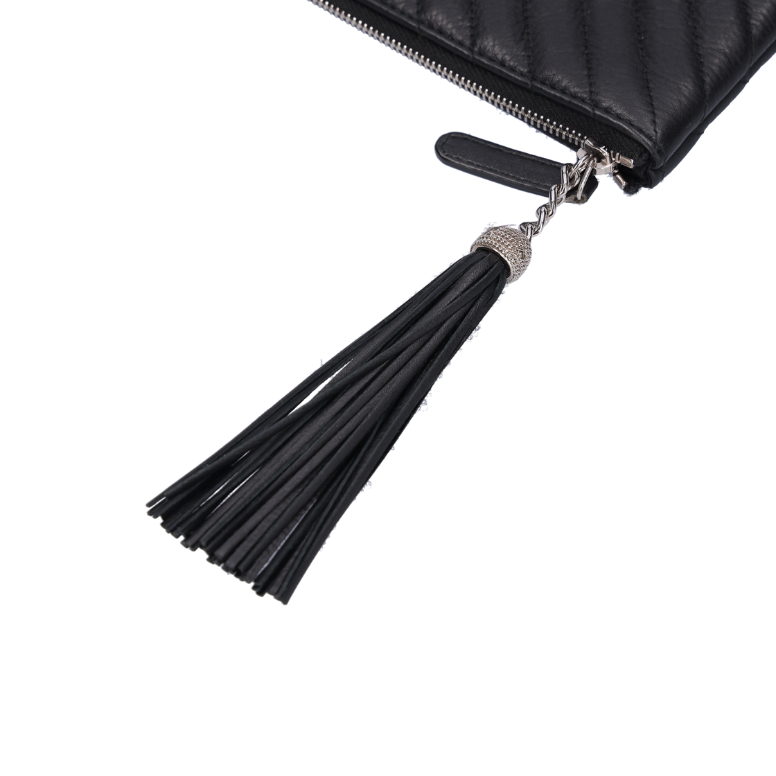 ITRSDRH89EUE Chanel Chevron Tassel Clutch Bag in Black Lambskin - #5