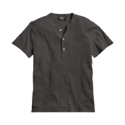 Double RL Waffle Knit Short Sleeve Henley Shirt Faded Black Canvas