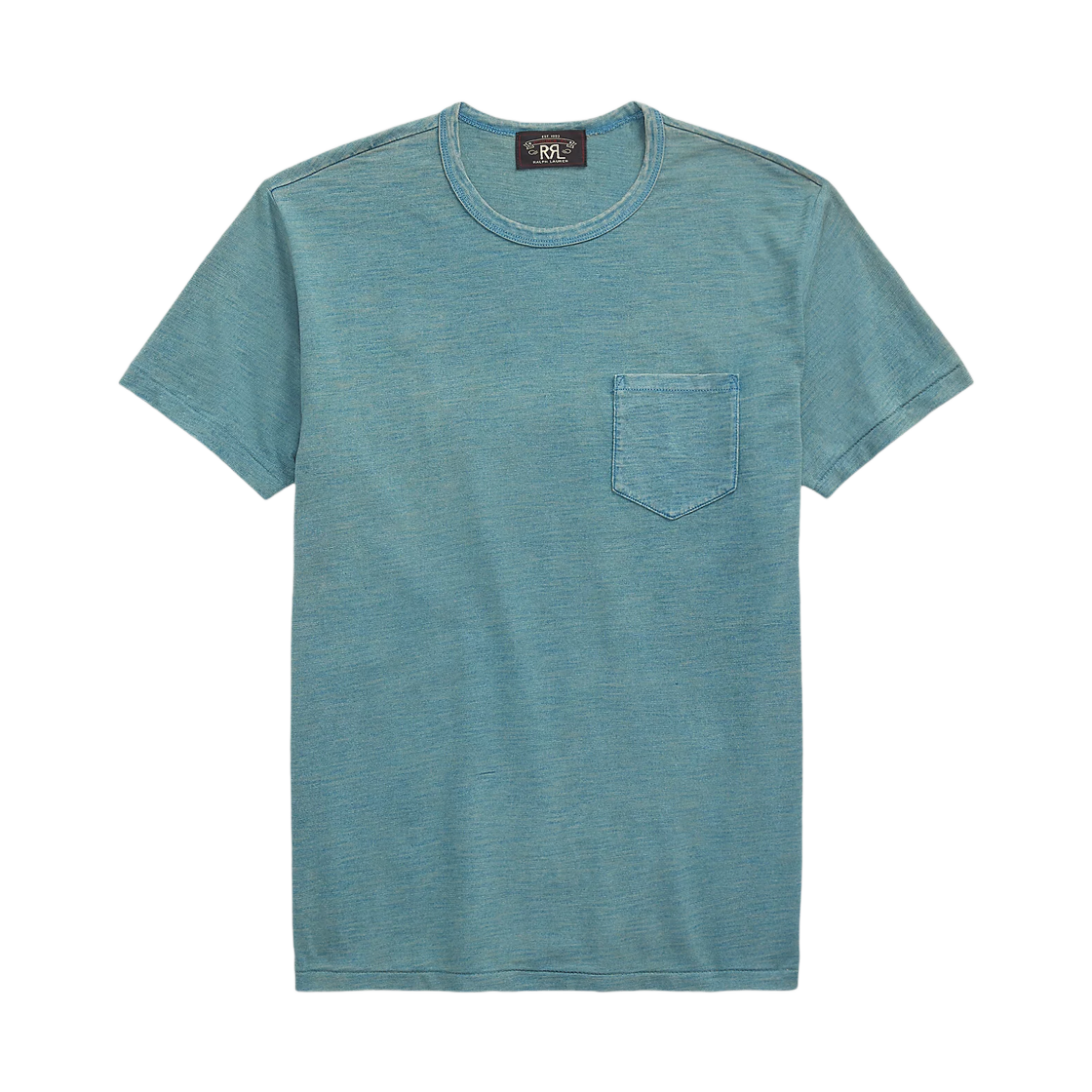 263843 Double RL Indigo Cotton Crewneck T-Shirt Washed Blue Indigo