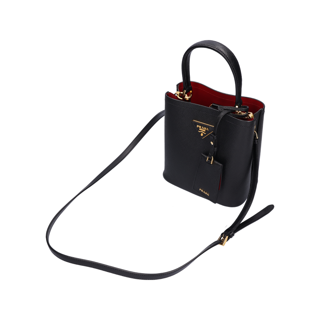 ITWRKWV4HVSC Prada Saffiano Leather Panier Bag in Black with Gold-tone Hardware - #6