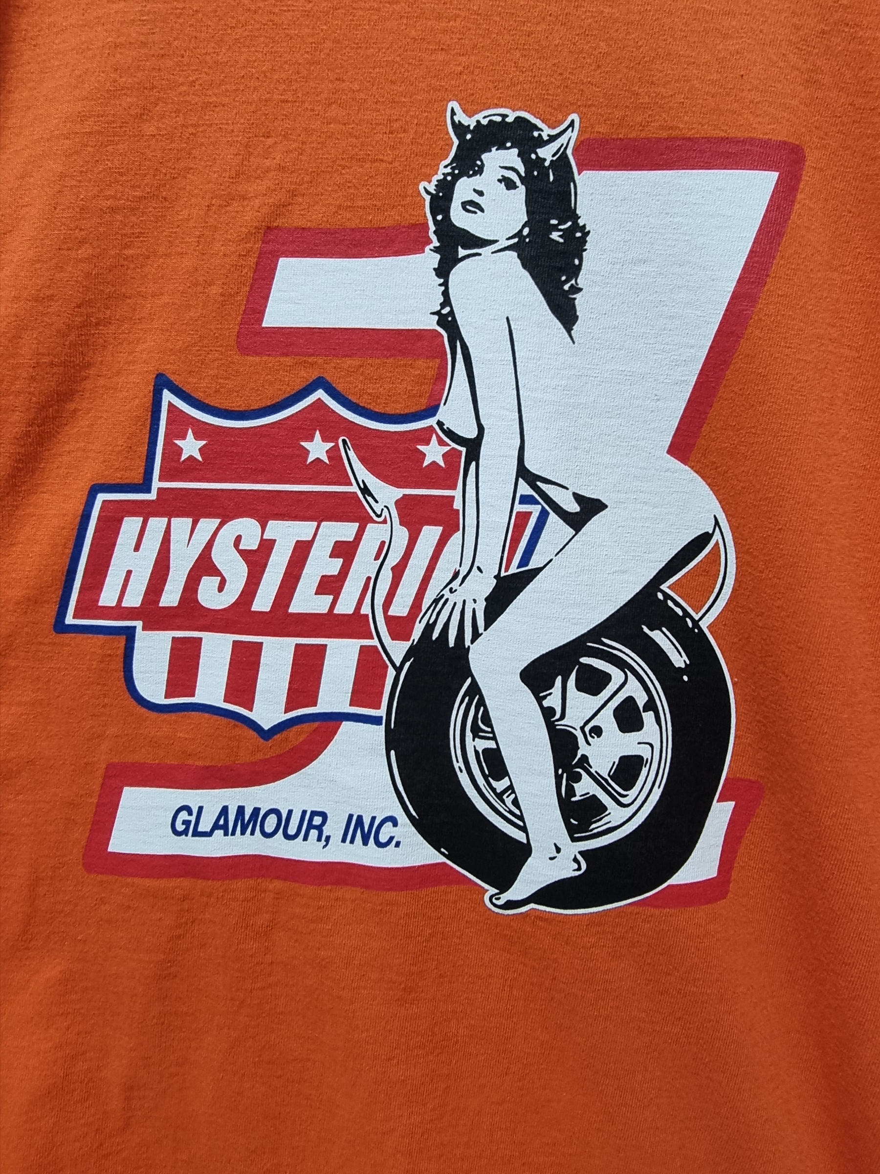 Hysteric Glamour HG. INC. T-Shirt Orange, Jordan 1 Retro High OG Patent Bred 착용 스타일 - 4
