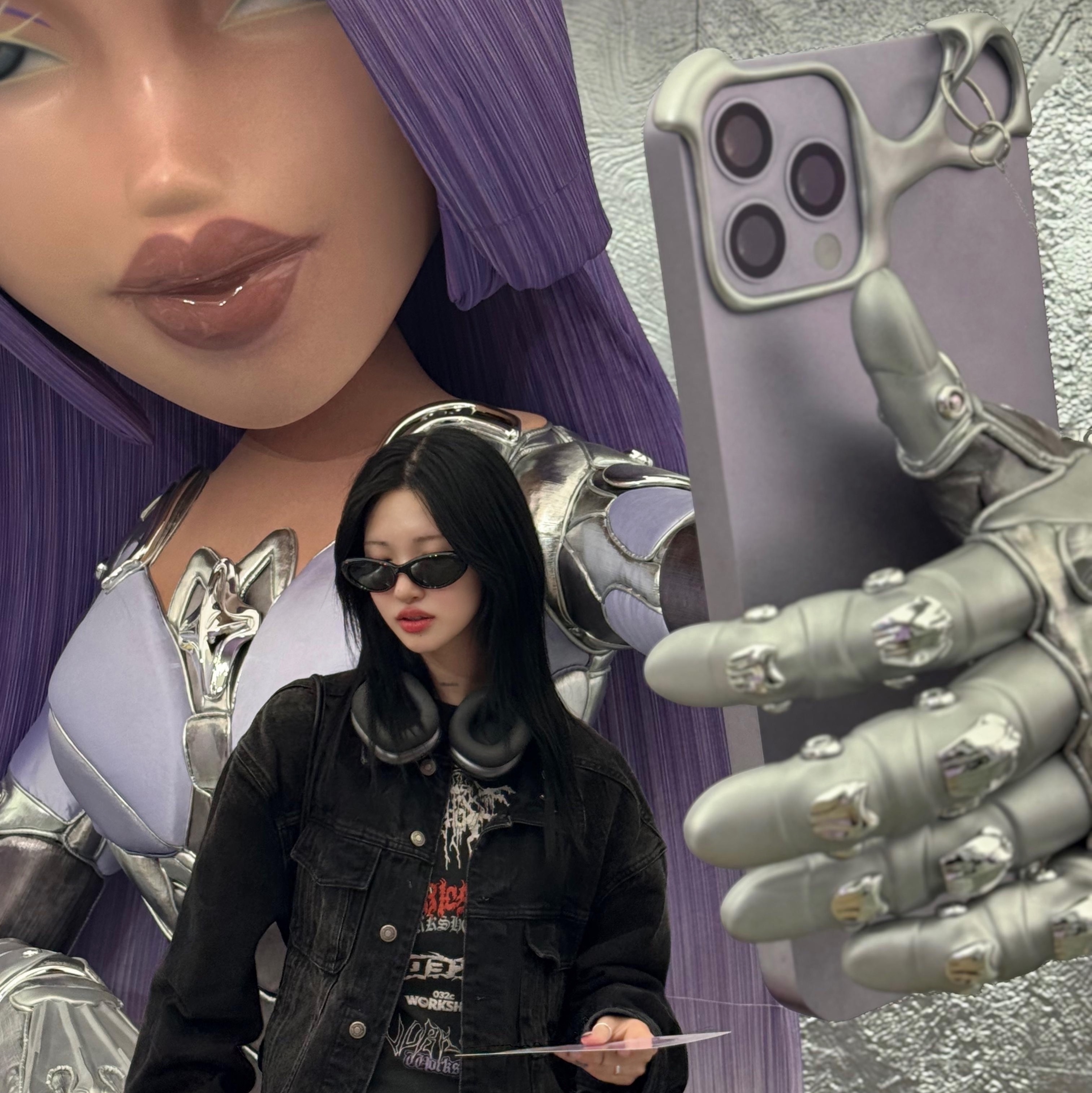 Gentle Monster Lolang 01 Black Black, Apple AirPods Max Lightning Space Gray (Korean Ver.) 착용 스타일 - 1