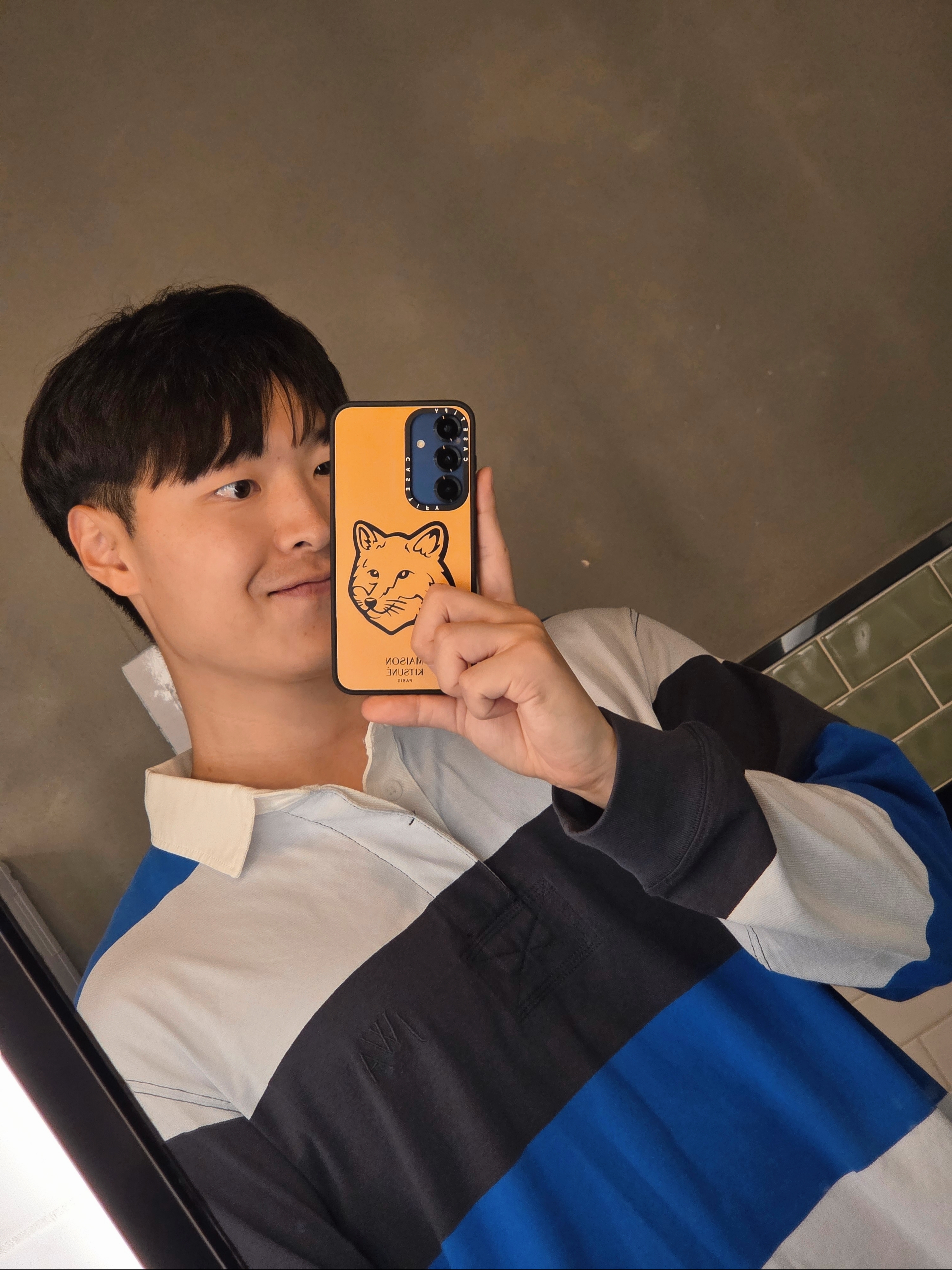 Samsung Galaxy S25+ 512GB Navy (Korean Ver.), Casetify x Maison Kitsune iPhone Bold Fox Head Tournesol Magsafe Impact Ring Stand Case Black 착용 스타일