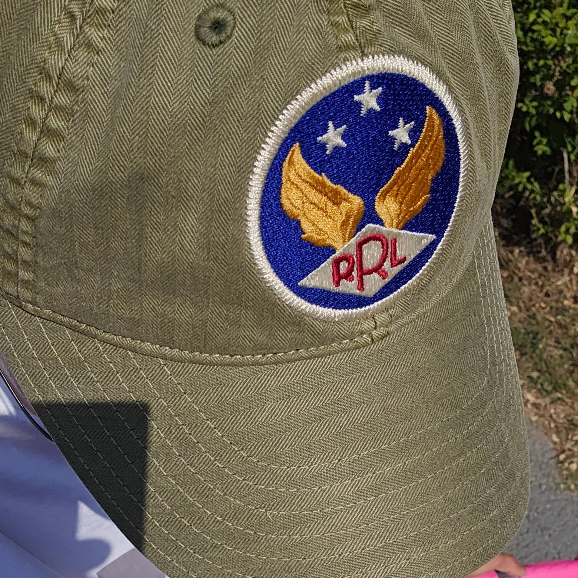 Double RL Garment Dyeing Twill Ball Cap Green 착용 스타일