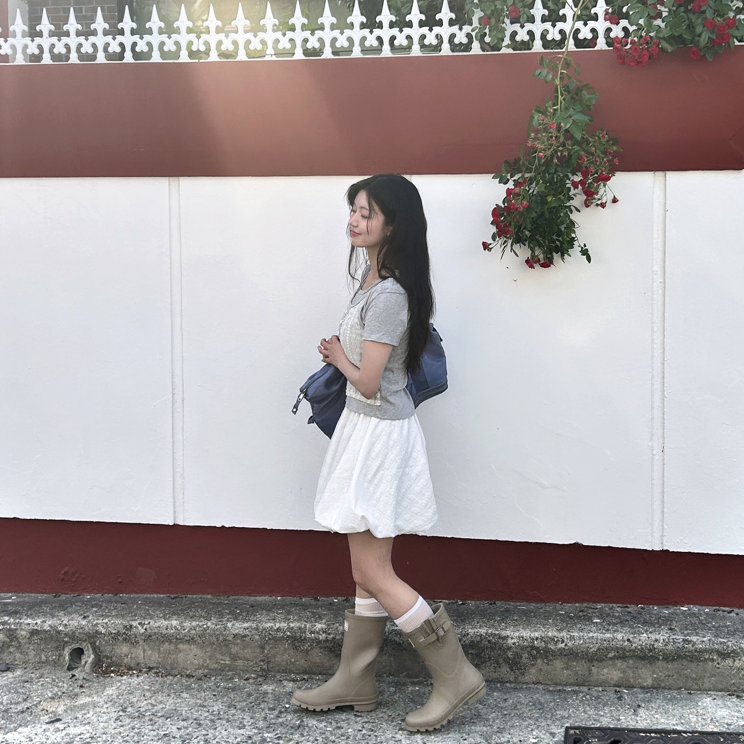 (W) Rockfishweatherwear Original Short Rain Boots Cocoa 착용 스타일 - 2