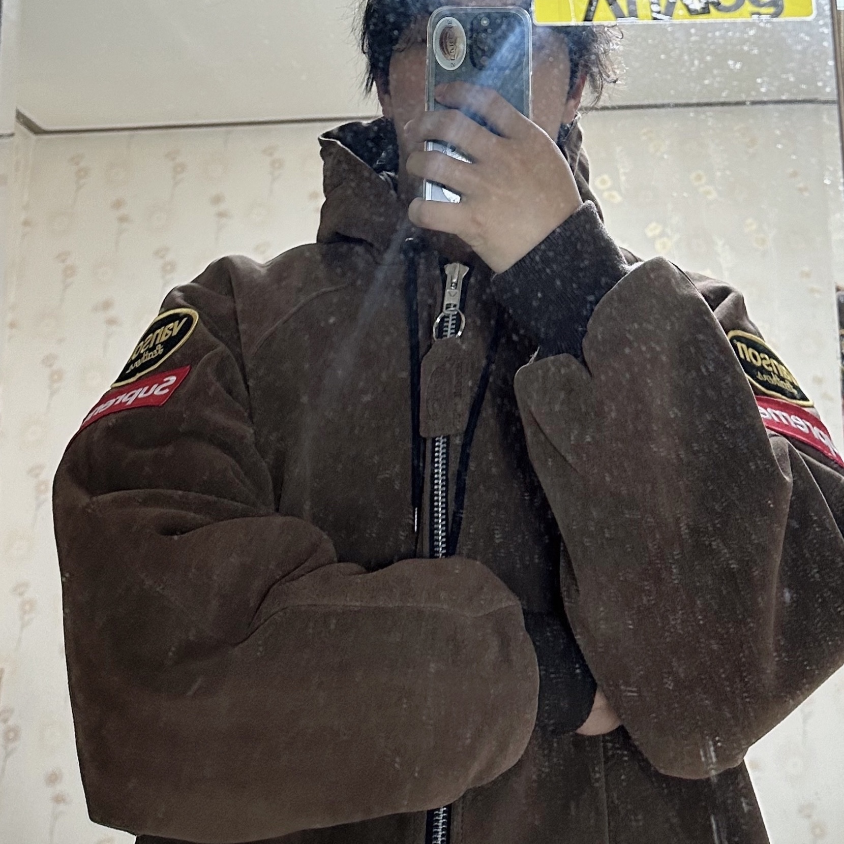 Supreme x Vanson Leathers Hooded Work Jacket Suede - 24FW 착용 스타일 - 3