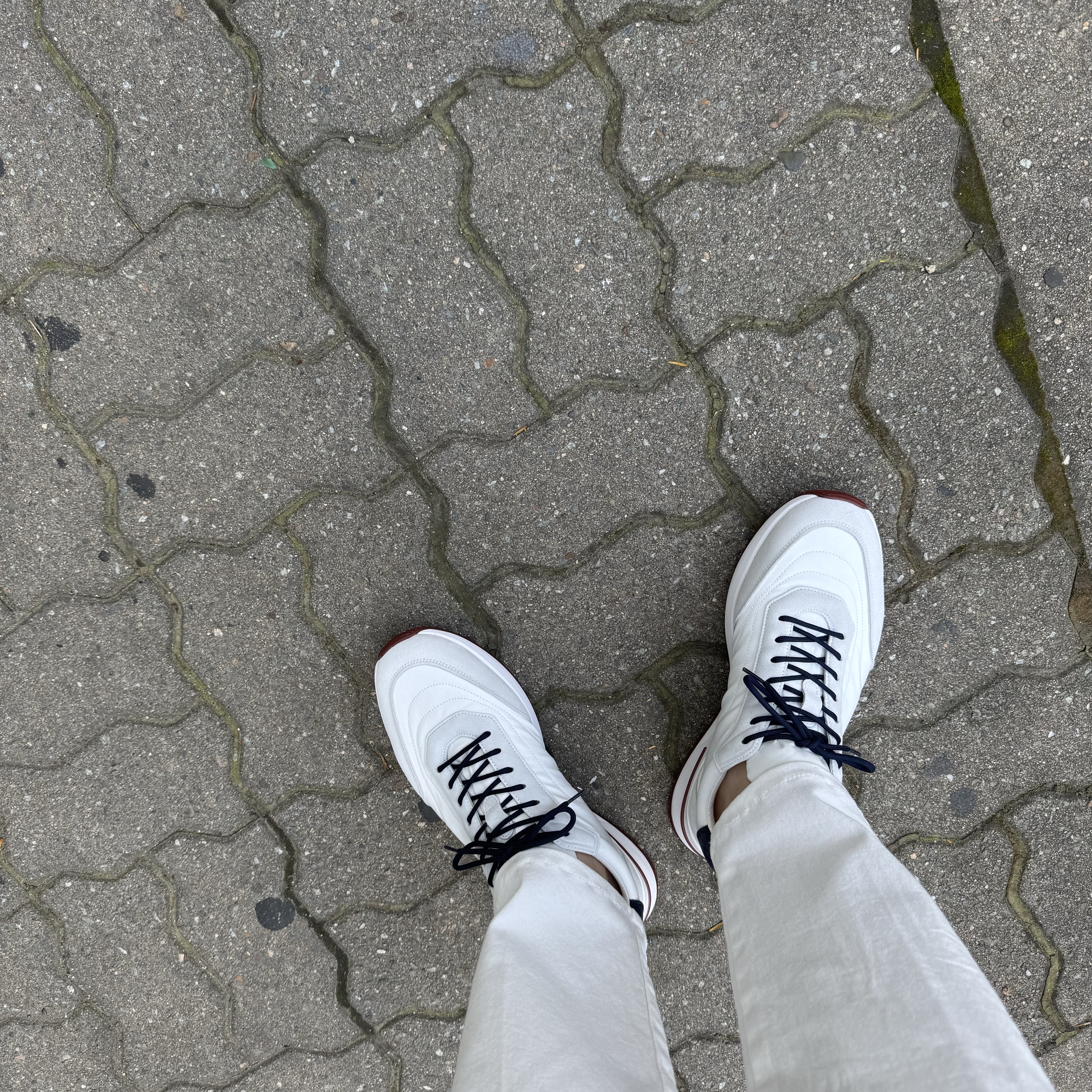 Loro Piana Week-End Walk Sneakers Microfiber Storm System White 착용 스타일 - 1