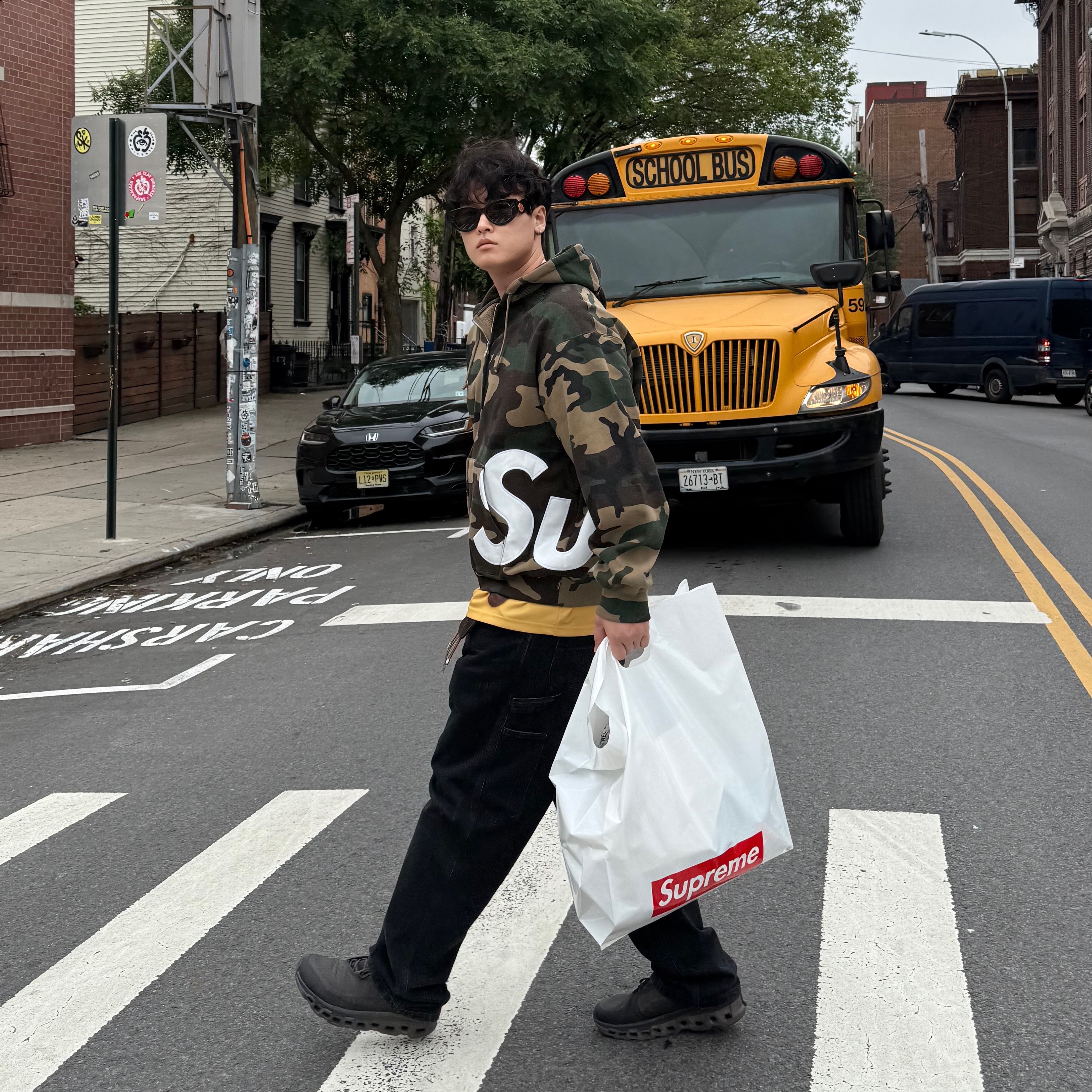 Supreme Big Logo Zip Up Hooded Sweatshirt Woodland Camo - 25SS, On Running x Post Archive Faction (Paf) Cloudmonster 2 Thorn Brown 착용 스타일