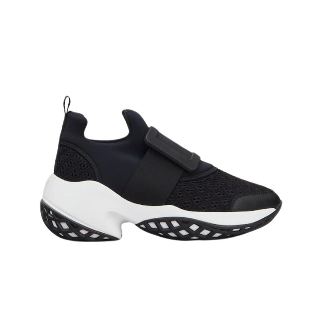 (W) 로저 비비에 비브 런 패브릭 스니커즈 블랙((W) Roger Vivier Viv Run Sneakers in Fabric Black)