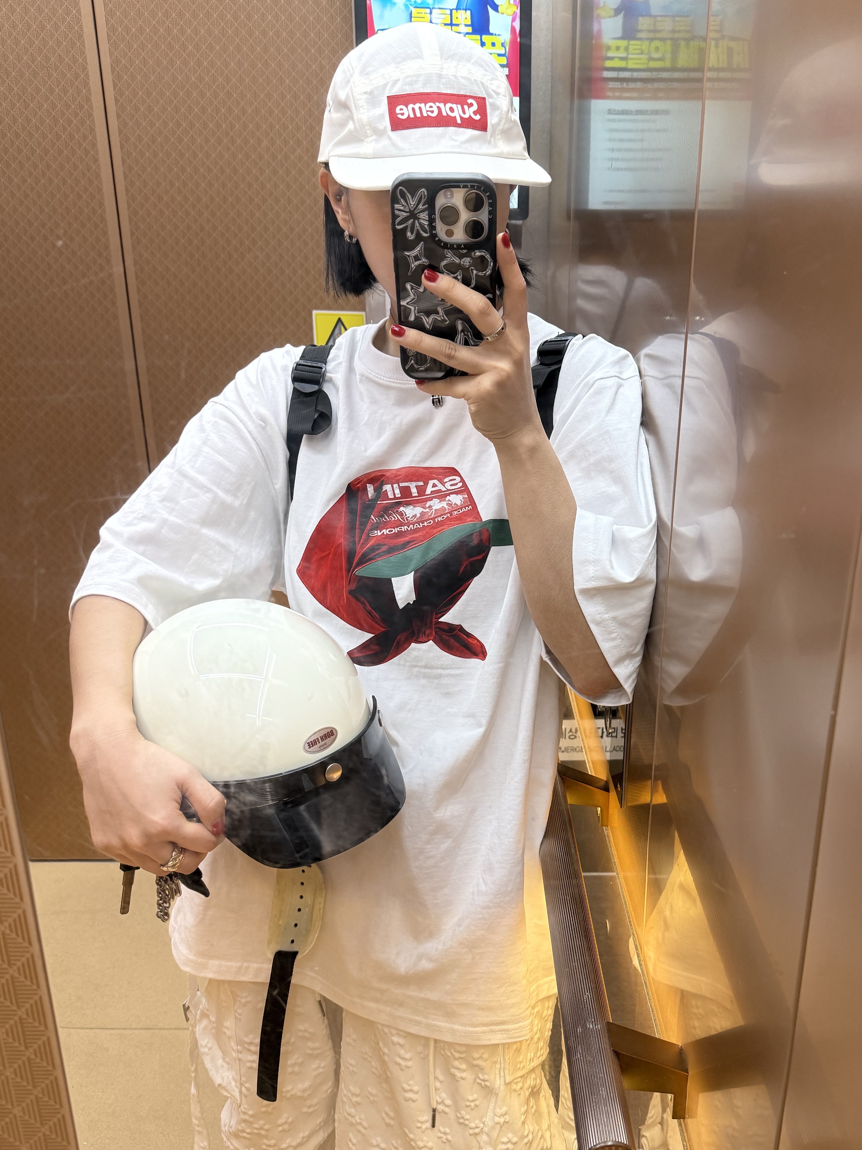 Supreme Waxed Ripstop Camp Cap White - 24FW, (W) Hermes Mini Pop H Pendant Palladium & Noir 착용 스타일
