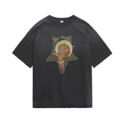 Polyteru x Hot Stuff 1/2 Sleeves 'Reverse Star' Hard Washed Black