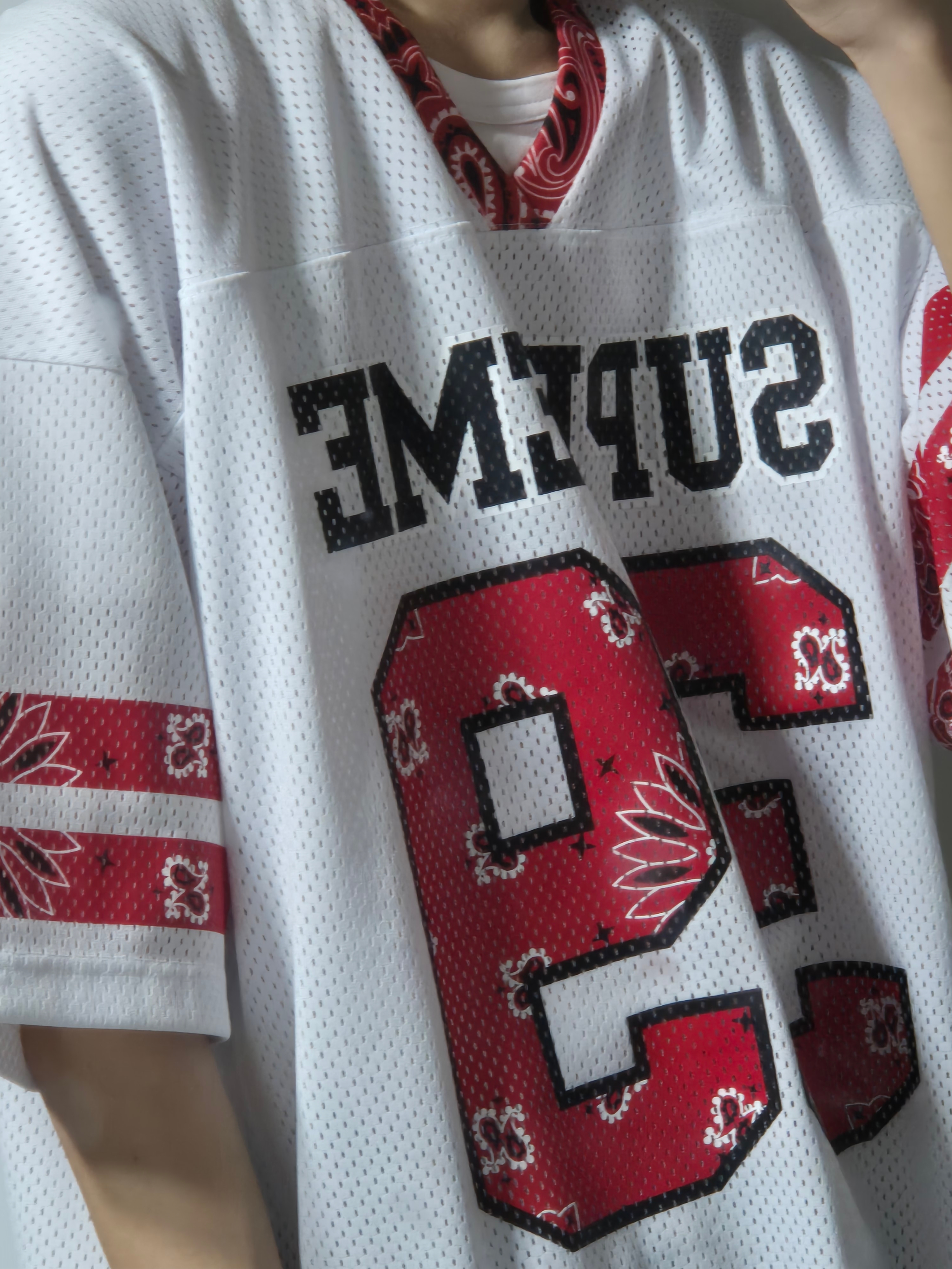 Supreme Bandana Football Jersey White - 25SS 착용 스타일 - 2