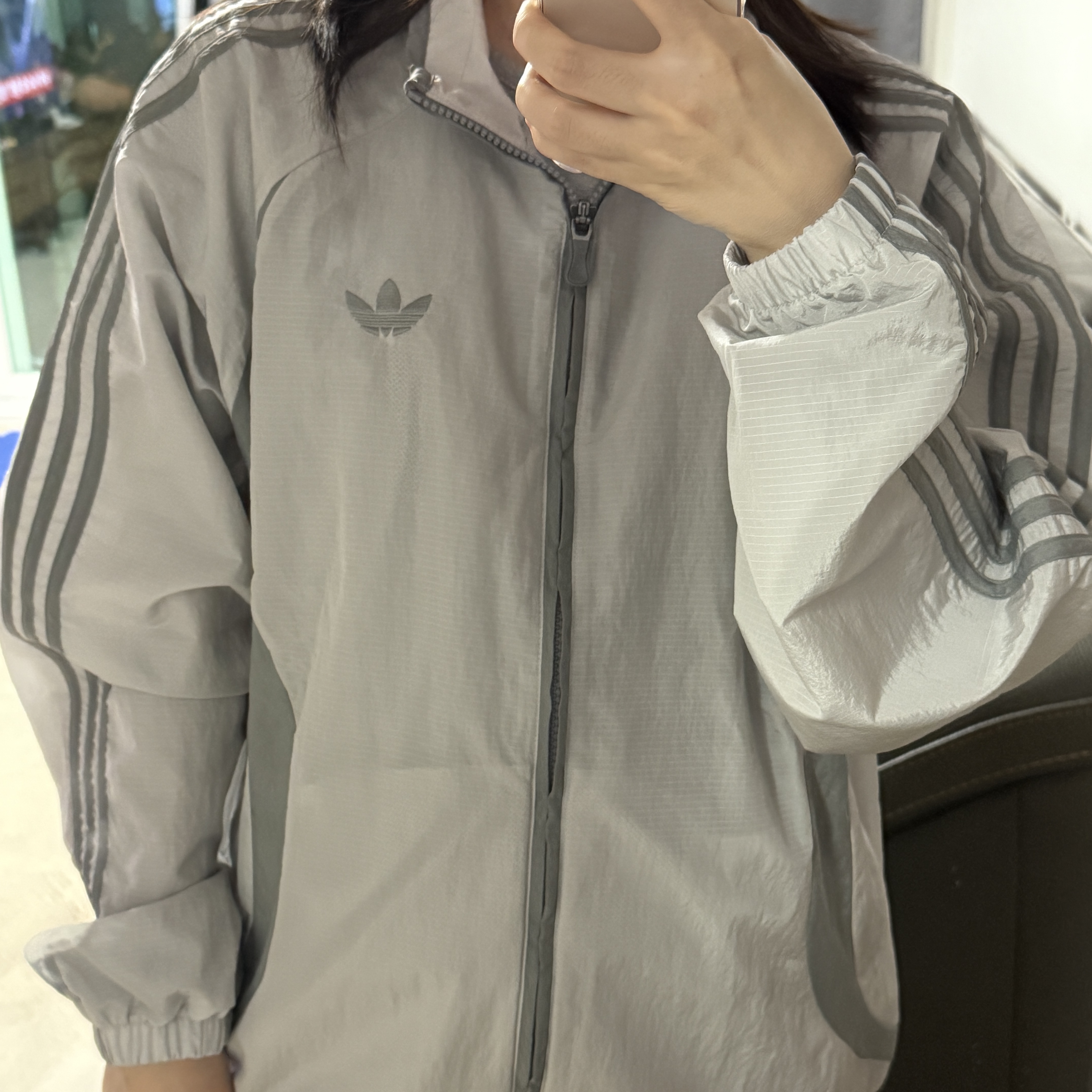 Adidas Adicolor 2000s Woven Track Top Grey Two Grey Three - KR Sizing 착용 스타일