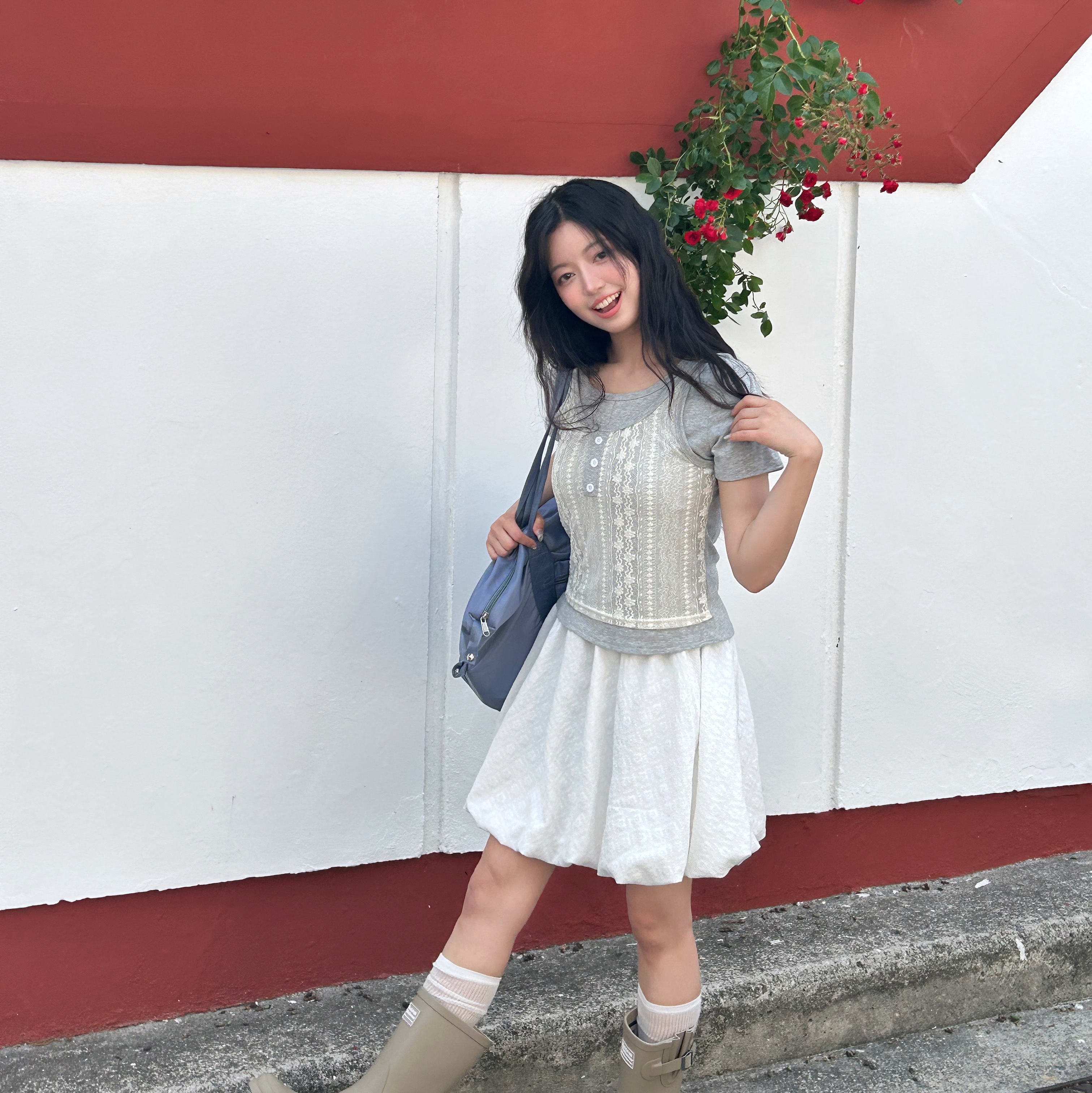 (W) Rockfishweatherwear Original Short Rain Boots Cocoa 착용 스타일 - 1