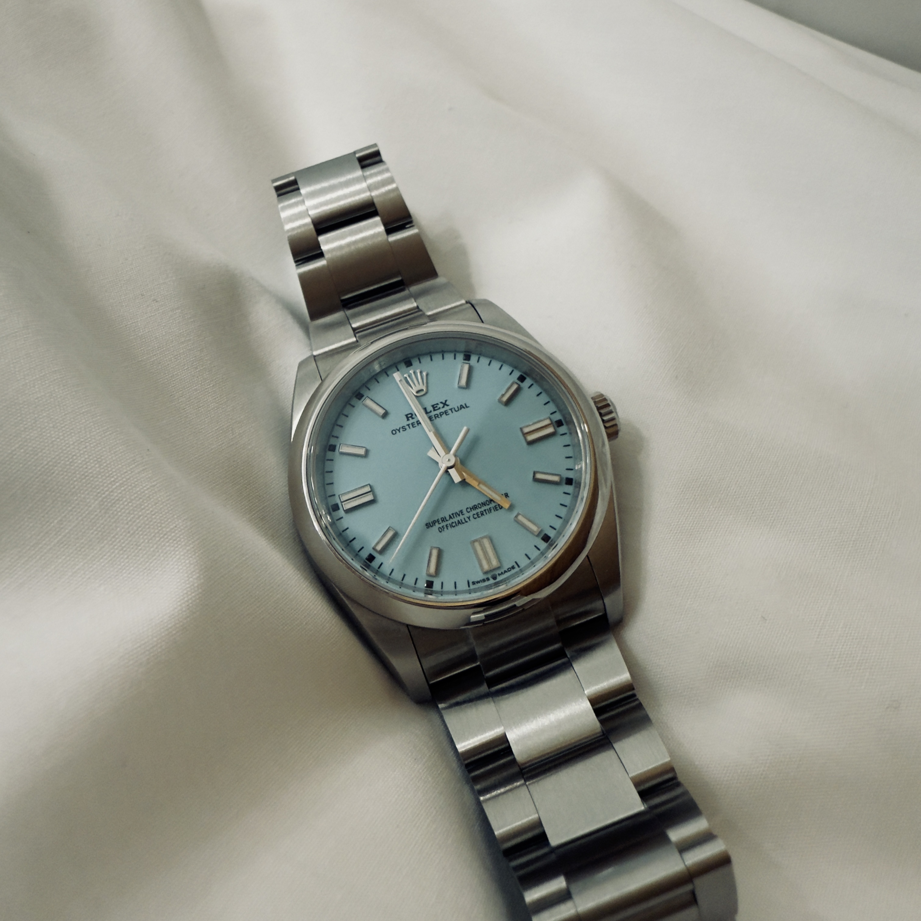 Rolex Oyster Perpetual 36mm 126000 Turquoise Blue Oyster 착용 스타일
