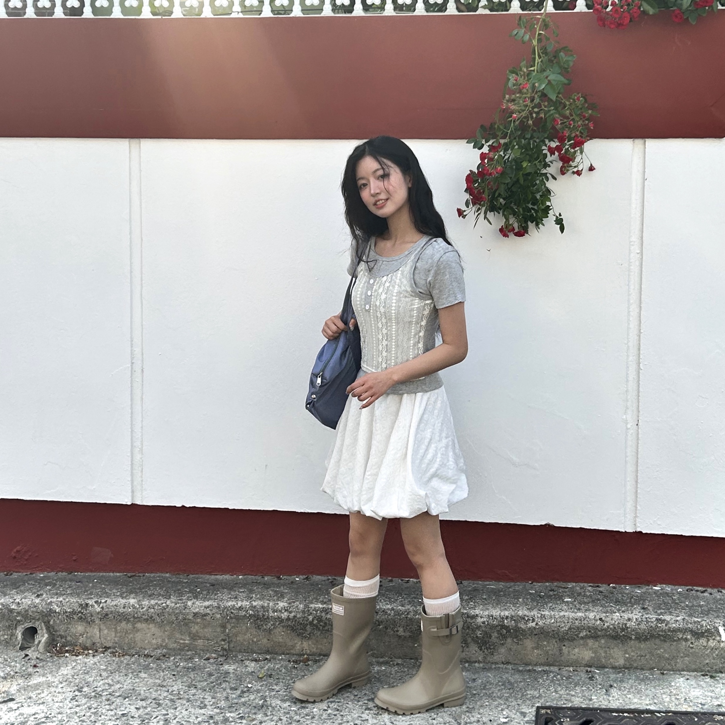 (W) Rockfishweatherwear Original Short Rain Boots Cocoa 착용 스타일 - 3