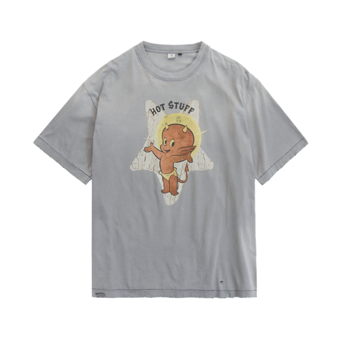 폴리테루 x 핫 스터프 1/2 슬리브 '리버스 스타' 하드 워시드 블루(Polyteru x Hot Stuff 1/2 Sleeves 'Reverse Star' Hard Washed Blue) - 1