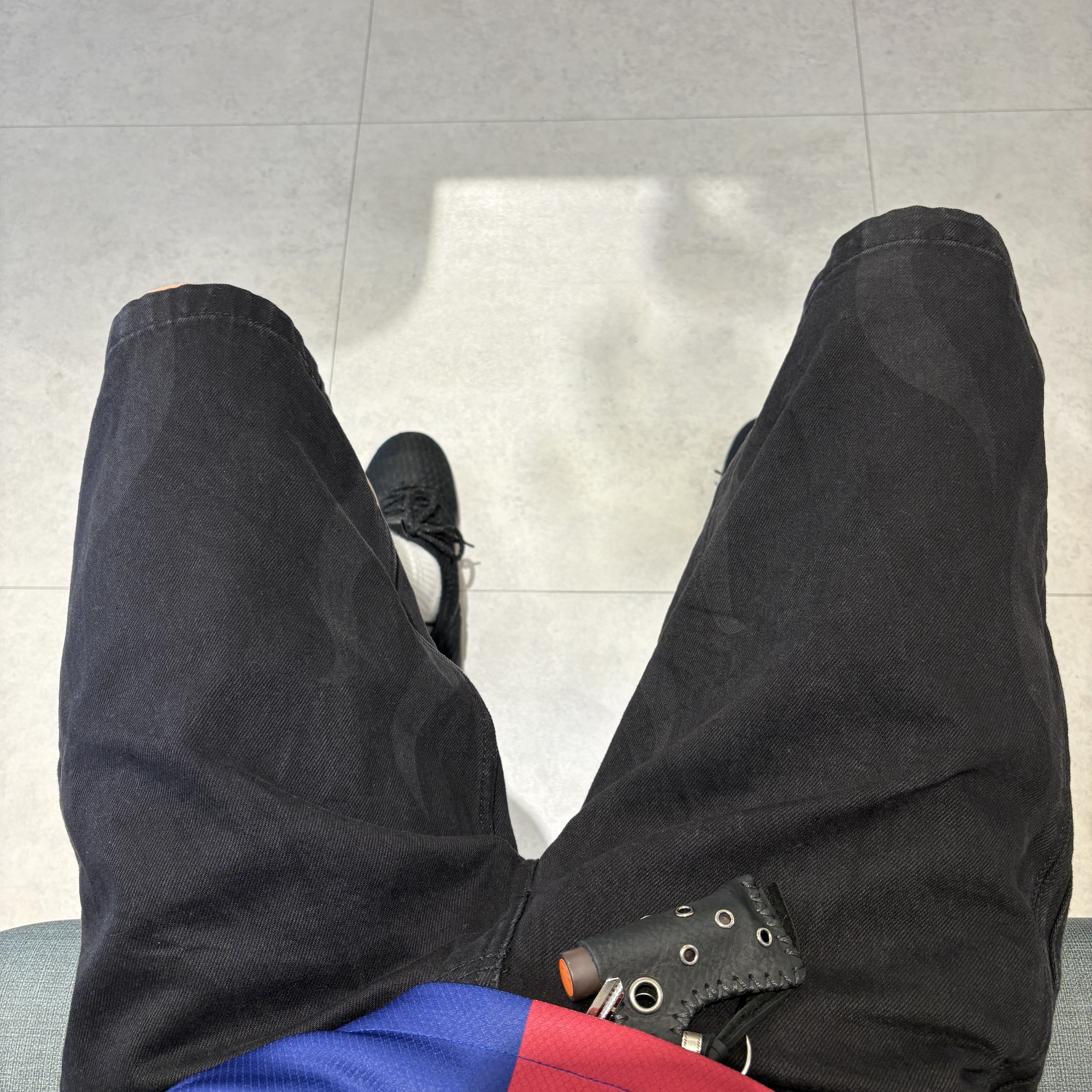 Nike FC Barcelona 2024/25 Dri-Fit Stadium Home Jersey Deep Royal Blue Noble Red (Non Marking Ver.), Adidas Flames Denim Shorts Medium Black - KR Sizing 착용 스타일 - 2