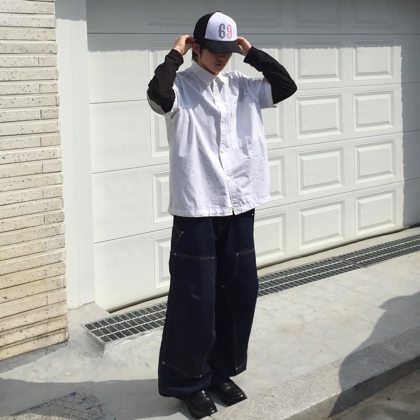 Thevinylhouse Mesh Two Tone Ball Cap White 착용 스타일