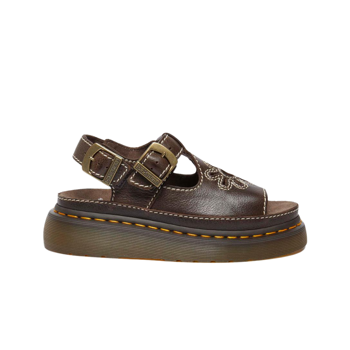 40526200 (W) Dr. Martens Flower Full Grain Leather Sandals Brown