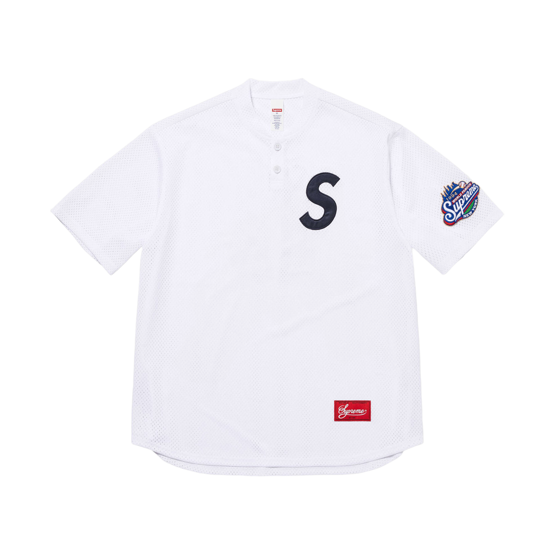 슈프림 S 로고 베이스볼 헨리 화이트 - 25SS(Supreme S Logo Baseball Henley White - 25SS)