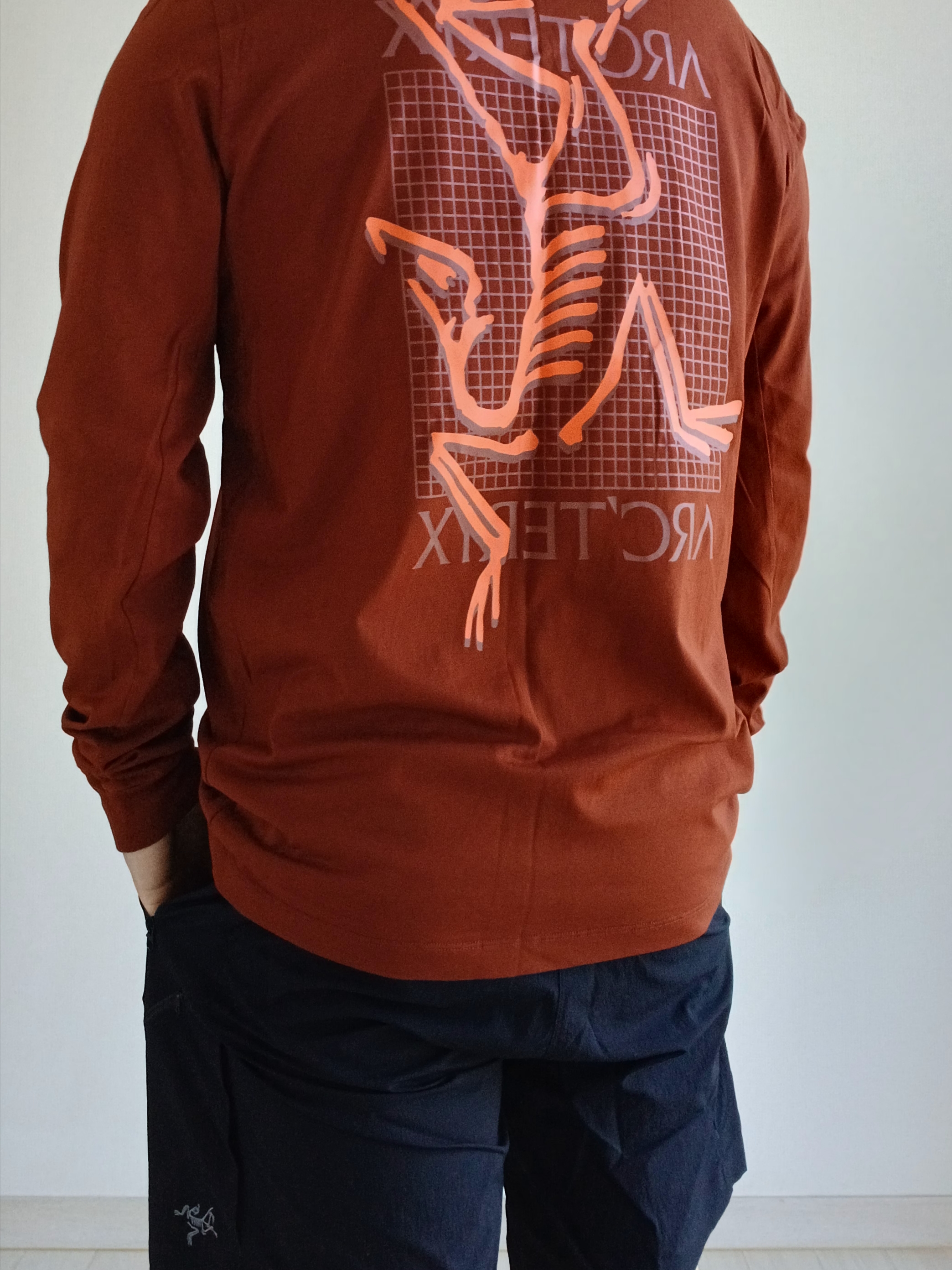 Arc'teryx Arc'Multi Bird Logo LS T-Shirt Sequoia Solaris, Arc'teryx Rampart Shorts 9 Inch Black 착용 스타일 - 1