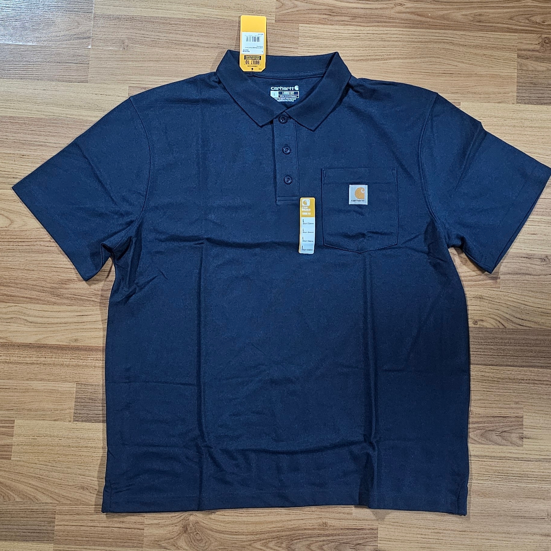 Carhartt Loose Fit Midweight Regular Short Sleeve Pocket Polo Navy 착용 스타일