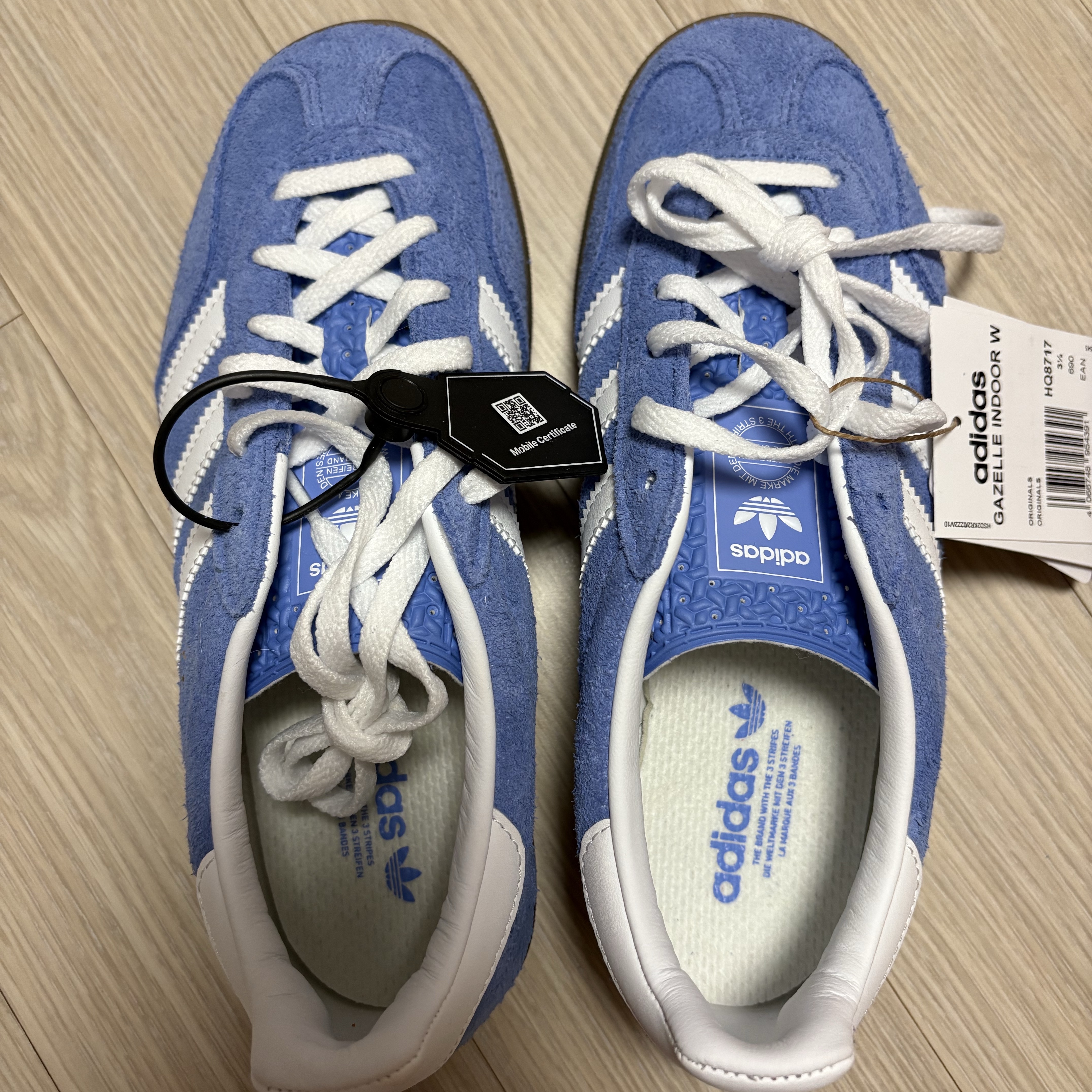 (W) Adidas Gazelle Indoor Blue Fusion Cloud White 착용 스타일 - 2
