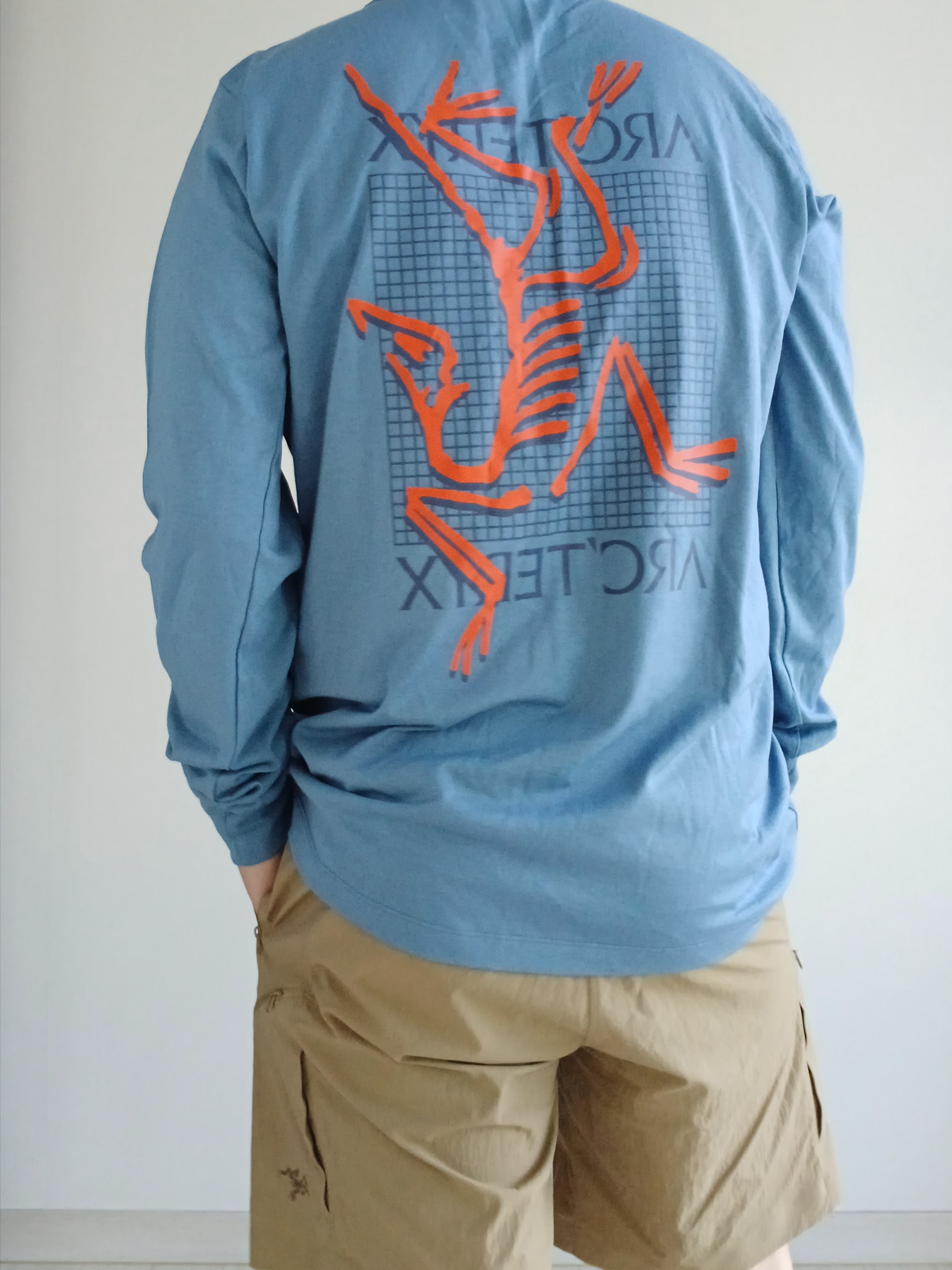 Arc'teryx Arc'Multi Bird Logo LS T-Shirt Stone Wash, Arc'teryx Gamma Quick Dry Shorts 9 Inch Canvas 착용 스타일 - 1