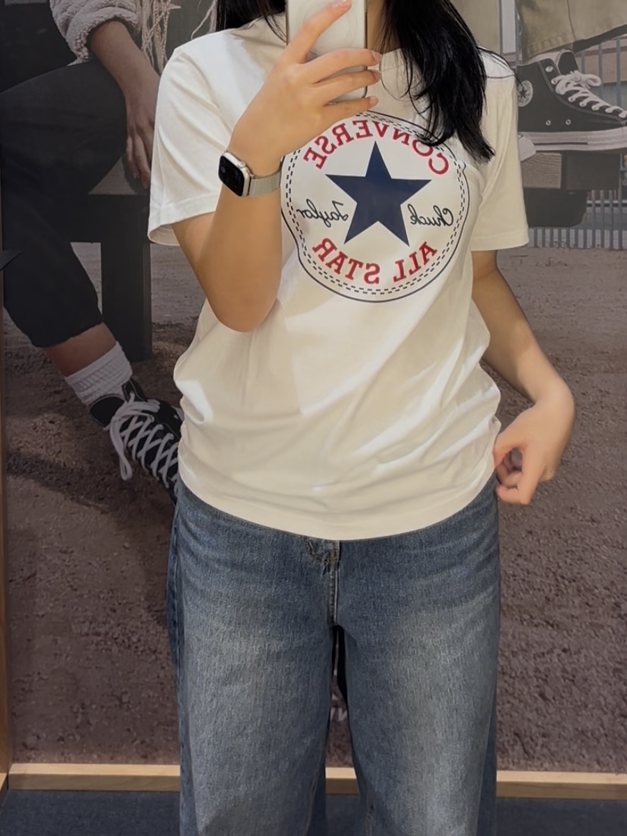 Converse All Star Patch Standard T-Shirt White 착용 스타일