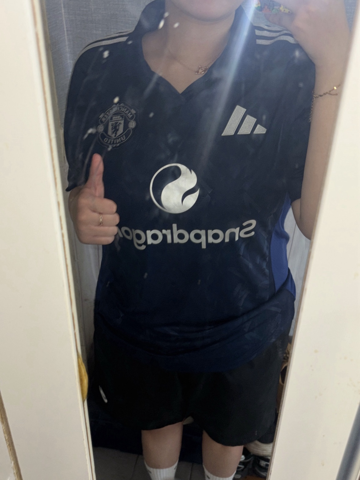 Adidas Manchester United 2024/25 Away Jersey Night Indigo - KR Sizing (Non Marking Ver.) 착용 스타일