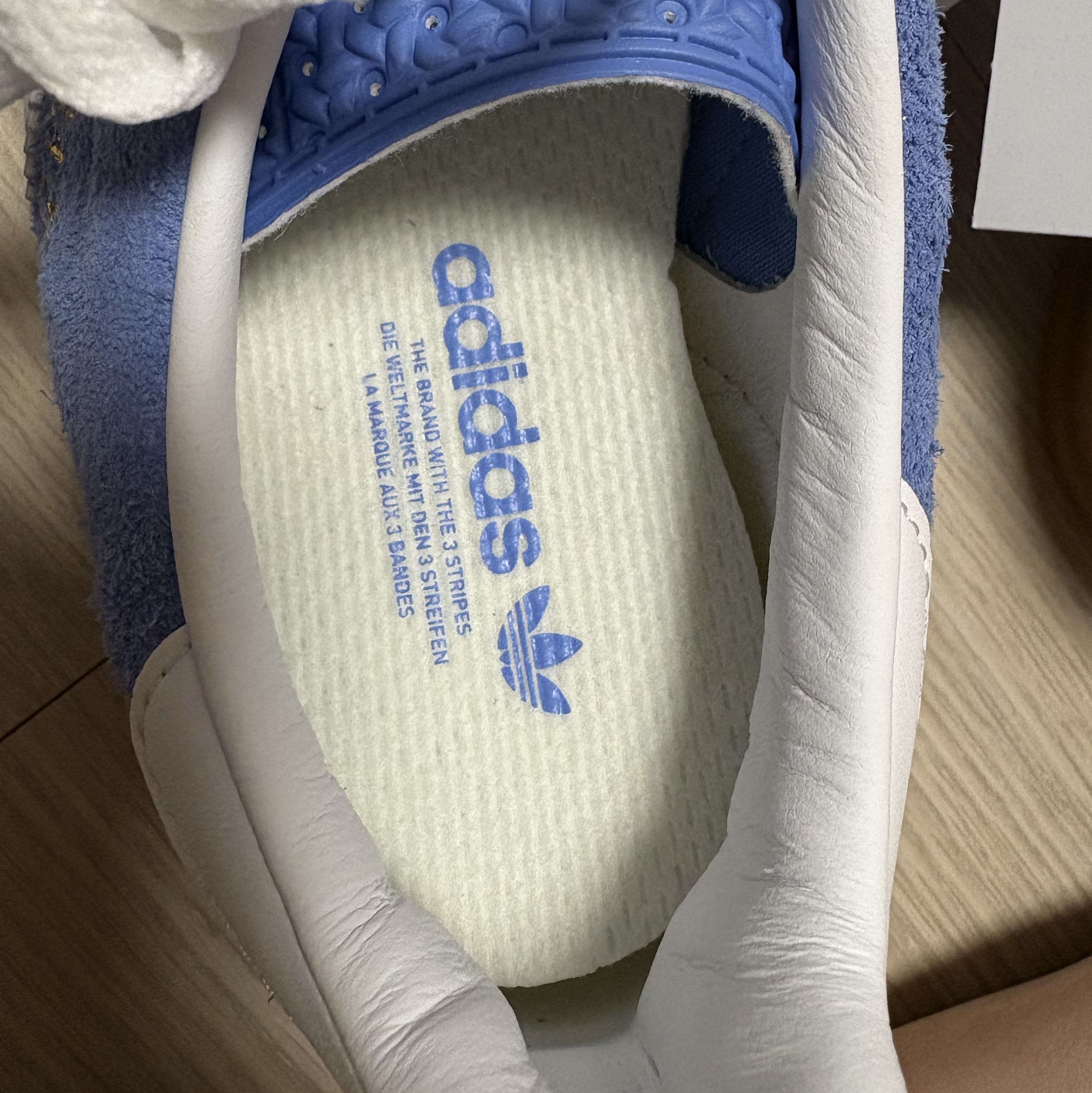 (W) Adidas Gazelle Indoor Blue Fusion Cloud White 착용 스타일 - 1