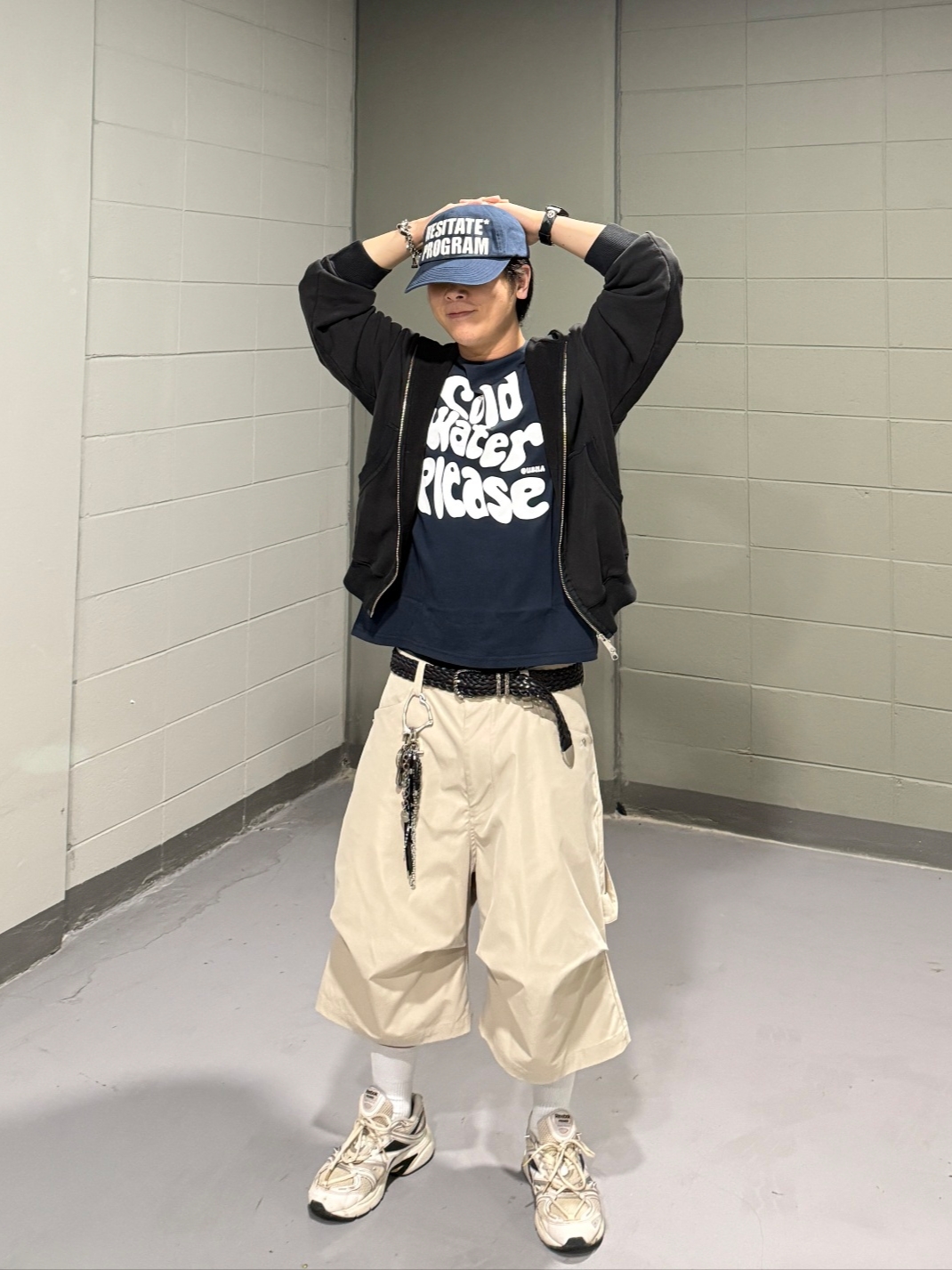 Nonnod Alpine Carpenter Shorts Beige, [더블적립]Farfromwhat Far Weaving Belt Black 착용 스타일 - 1
