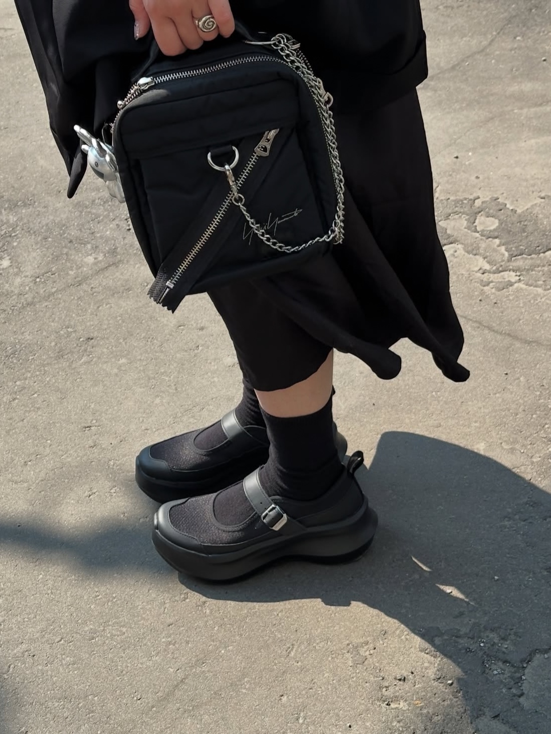 Salomon x Comme des Garcons RX Marie Jeanne Platform Black 착용 스타일