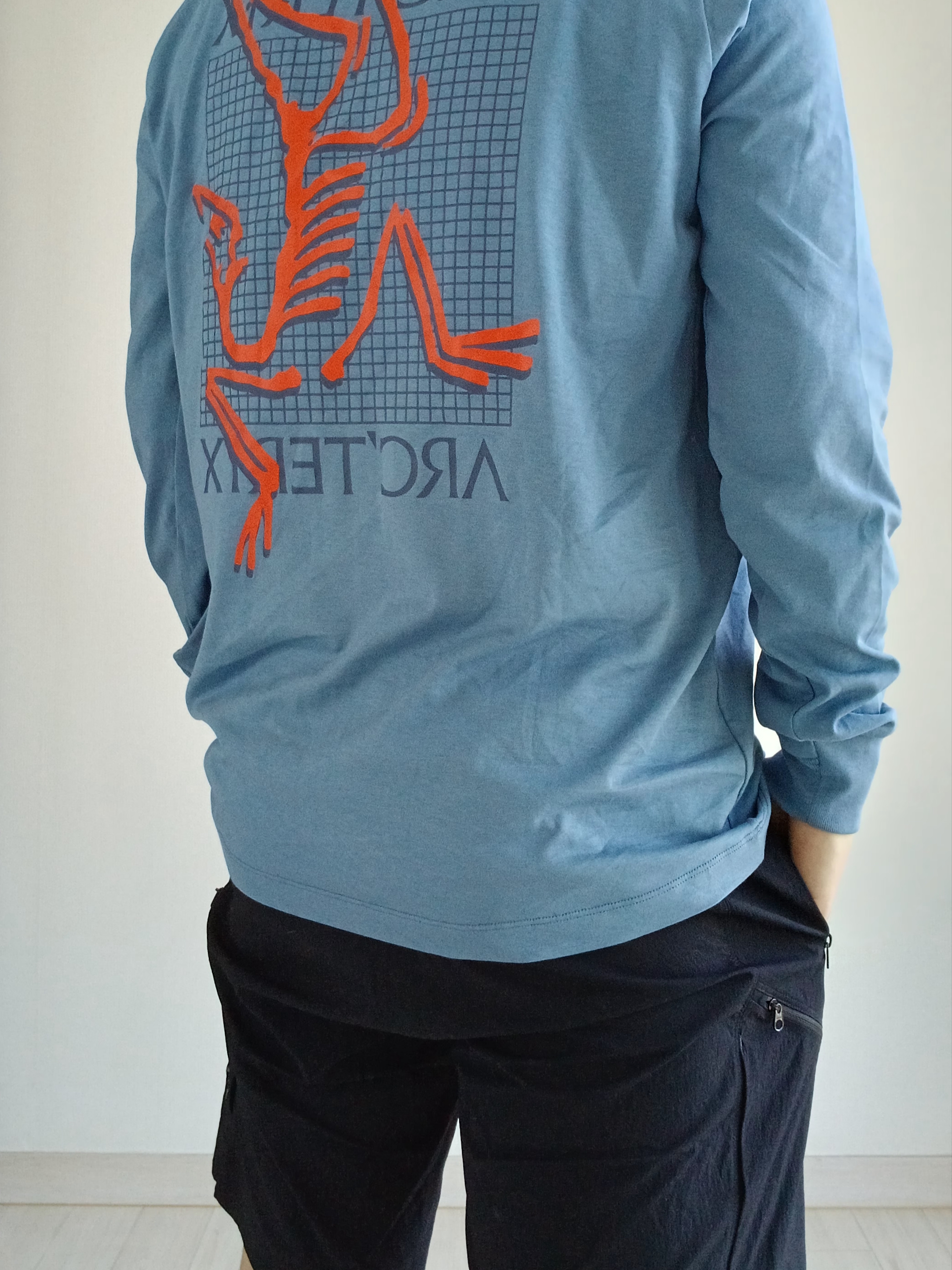 Arc'teryx Arc'Multi Bird Logo LS T-Shirt Stone Wash, Arc'teryx Gamma Quick Dry Shorts 9 Inch Canvas 착용 스타일 - 2