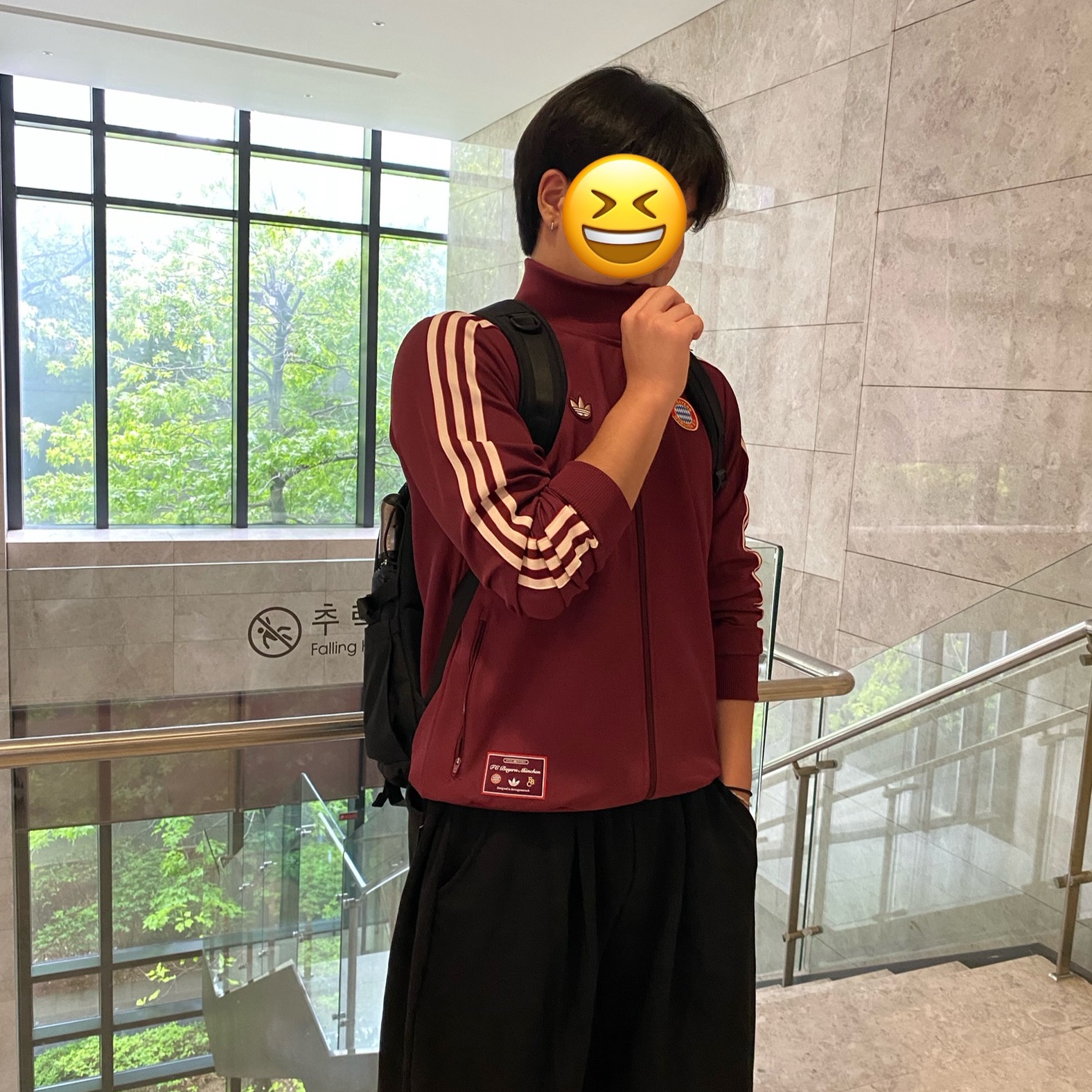 Adidas FC Bayern Terrace Icon Track Top Shadow Red - KR Sizing 착용 스타일