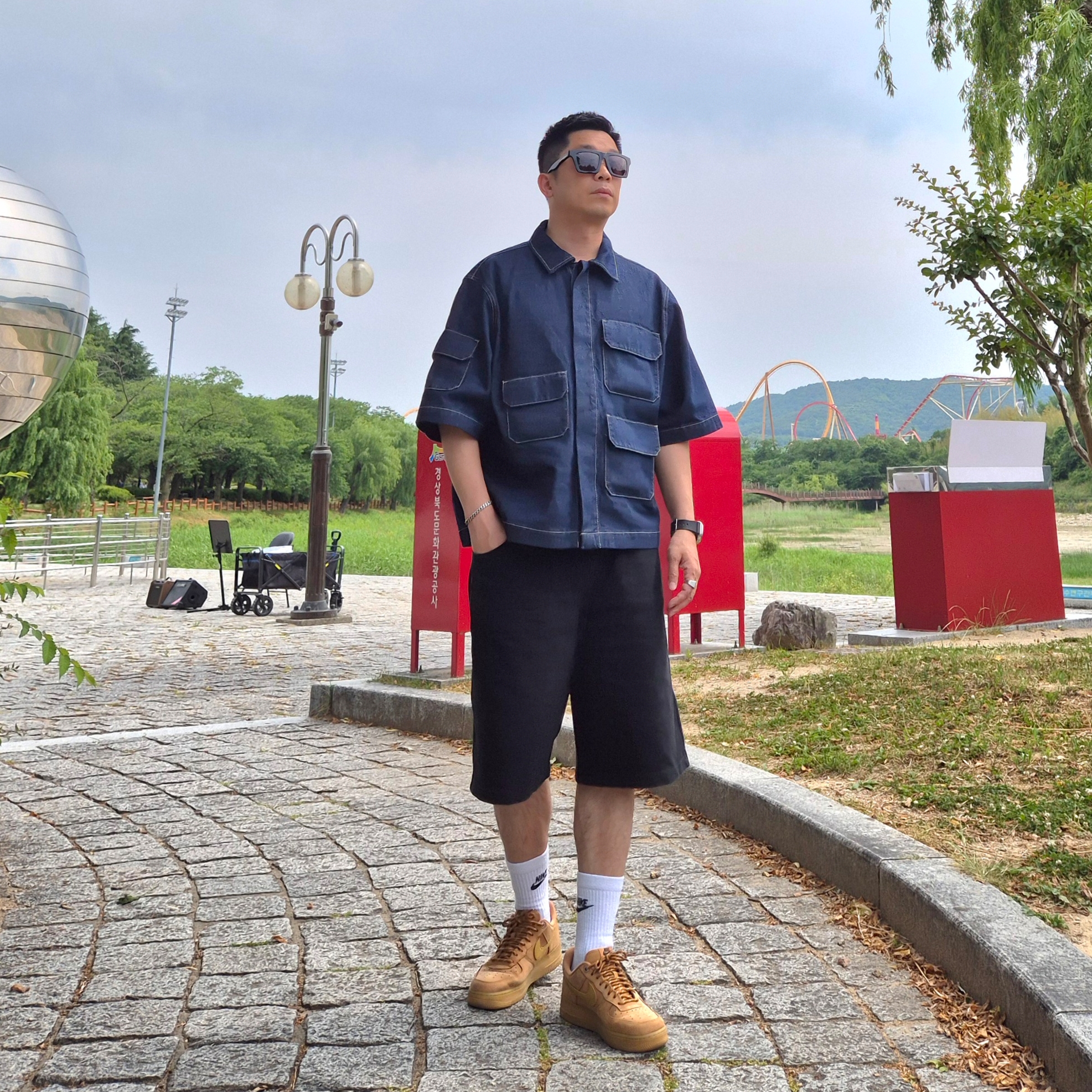 Nike Air Force 1 '07 WB Flax, Casio G-Shock GM-2100-1A 착용 스타일 - 2