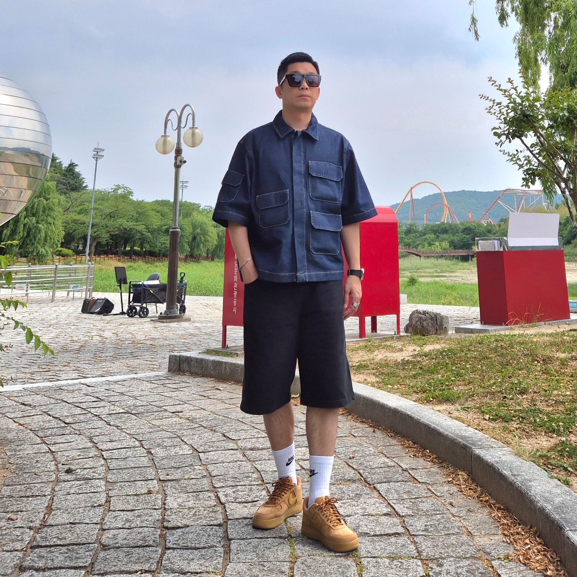 Nike Air Force 1 '07 WB Flax, Casio G-Shock GM-2100-1A 착용 스타일 - 1