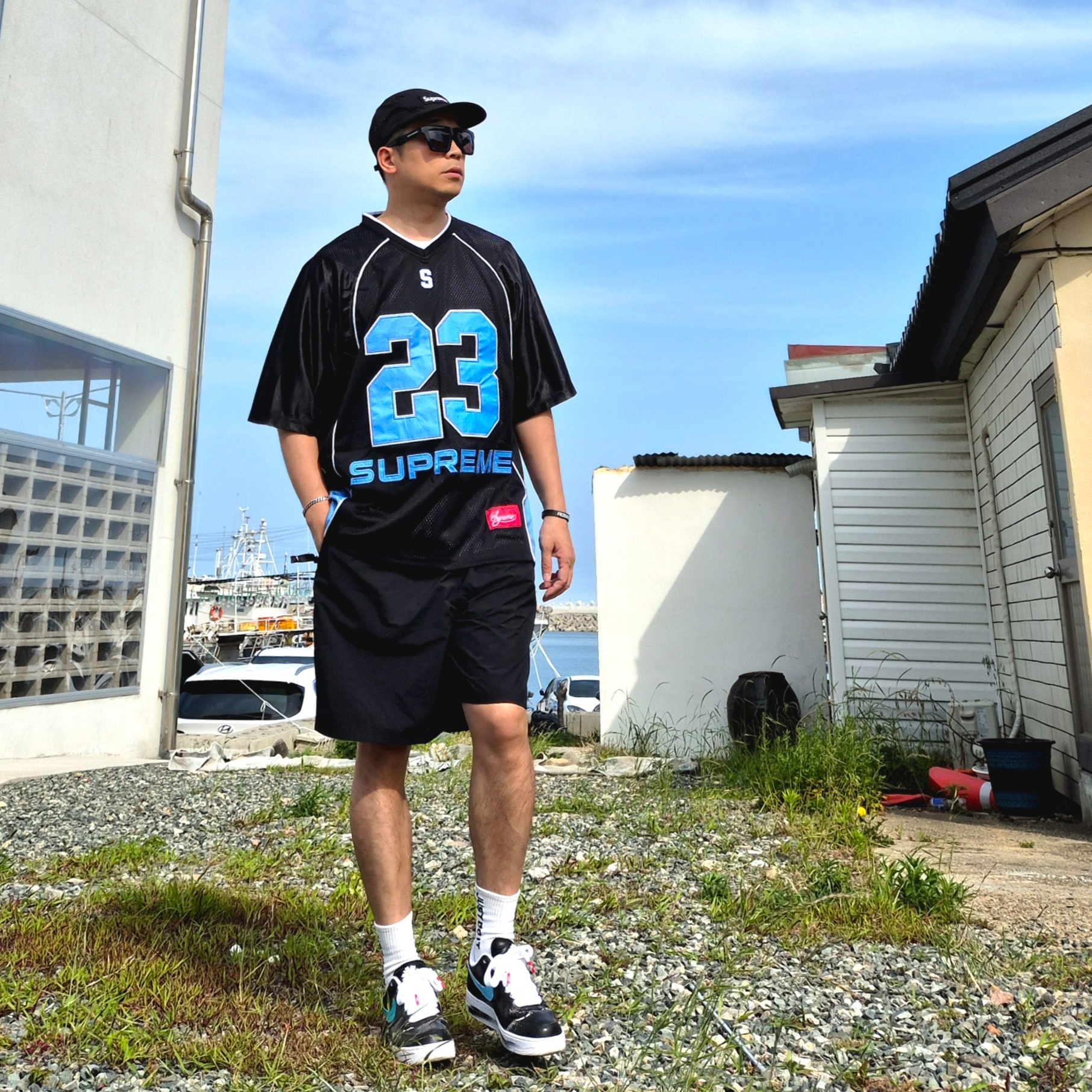 Nike x Peaceminusone Air Force 1 Low Para-Noise 3.0 Black and Multicolor, Nike Solo Swoosh Woven Shorts Black - Asia 착용 스타일 - 3