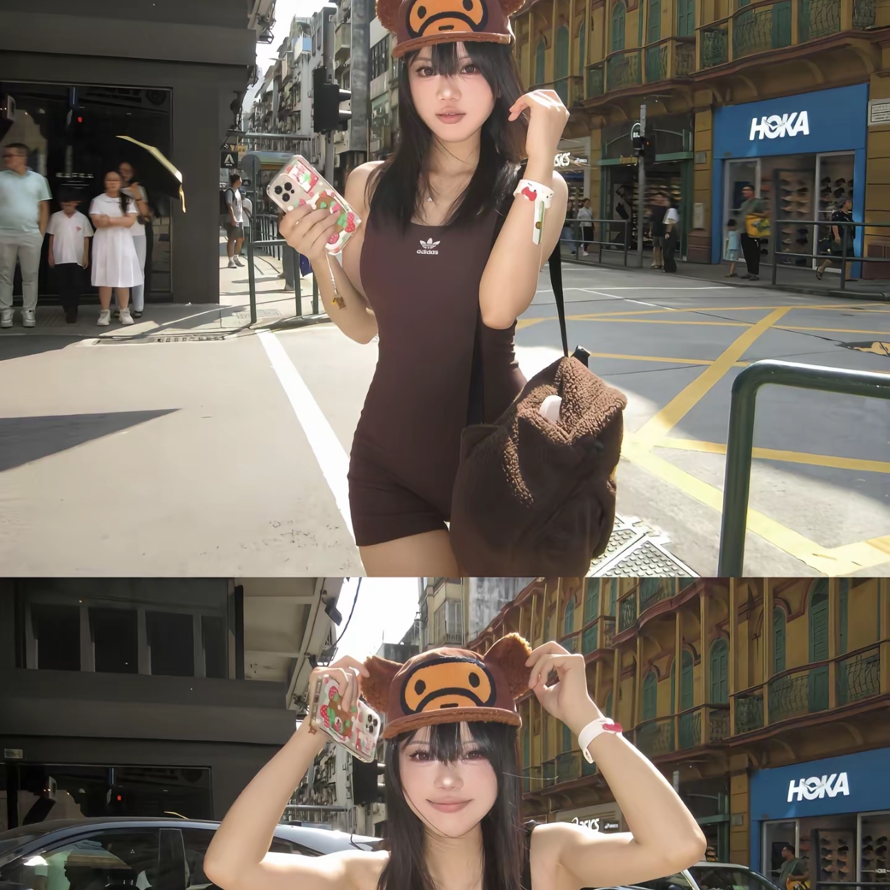 BAPE Baby Milo Mini Fur Backpack Brown 착용 스타일