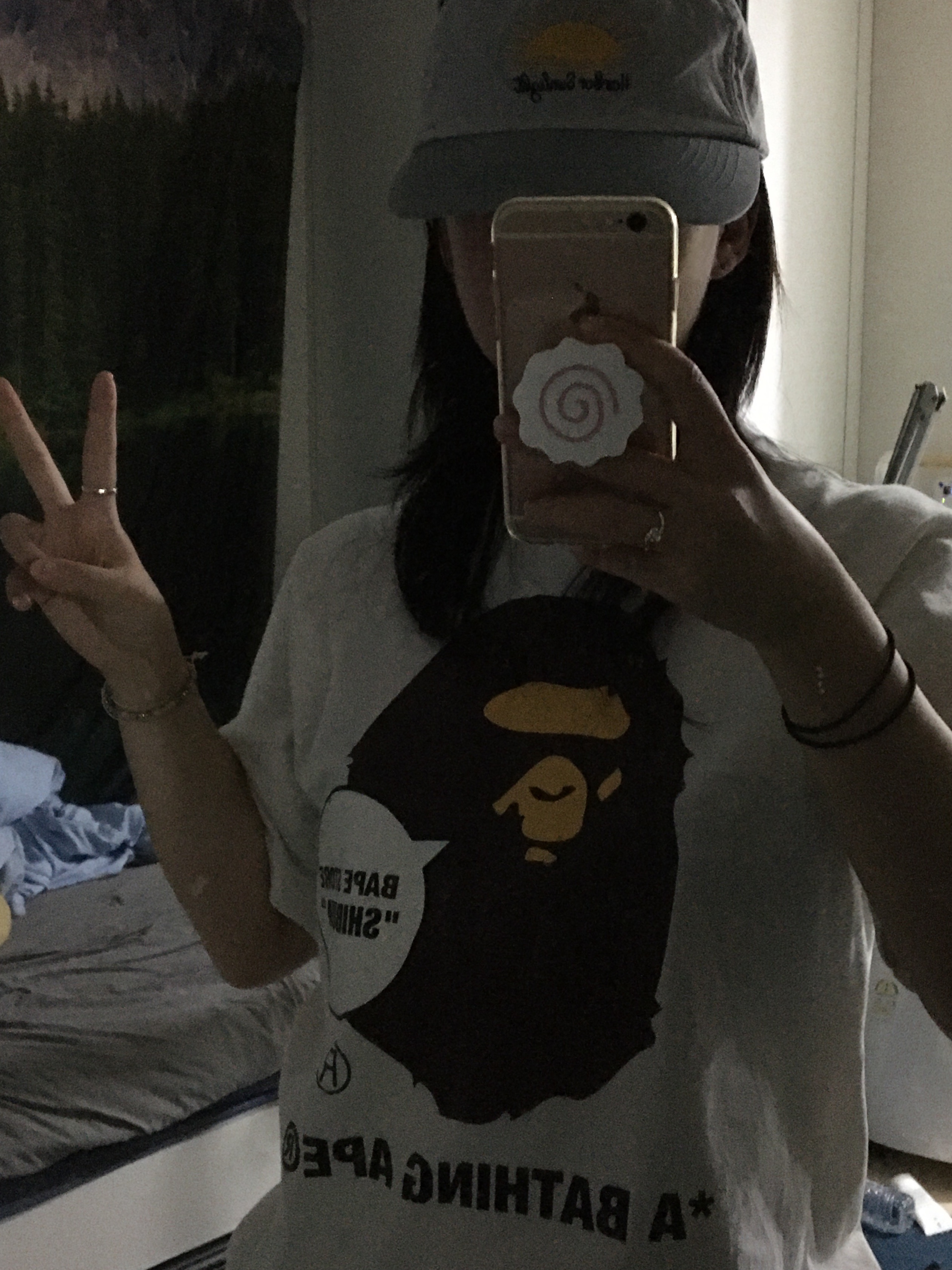 BAPE Store Shibuya Ape Head T-Shirt White 착용 스타일
