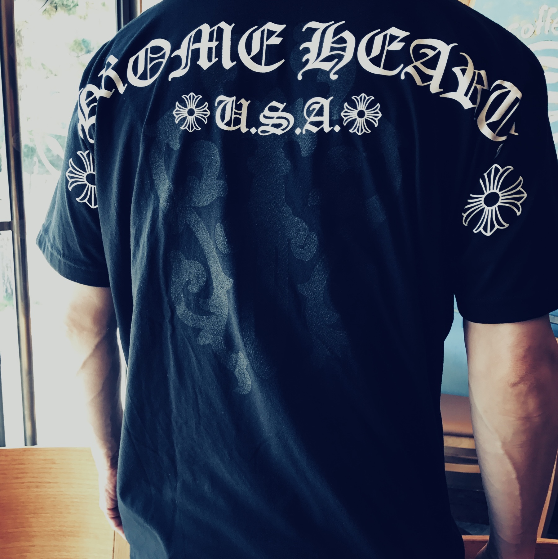 Chrome Hearts Script Letter Logo T-Shirt Black 착용 스타일